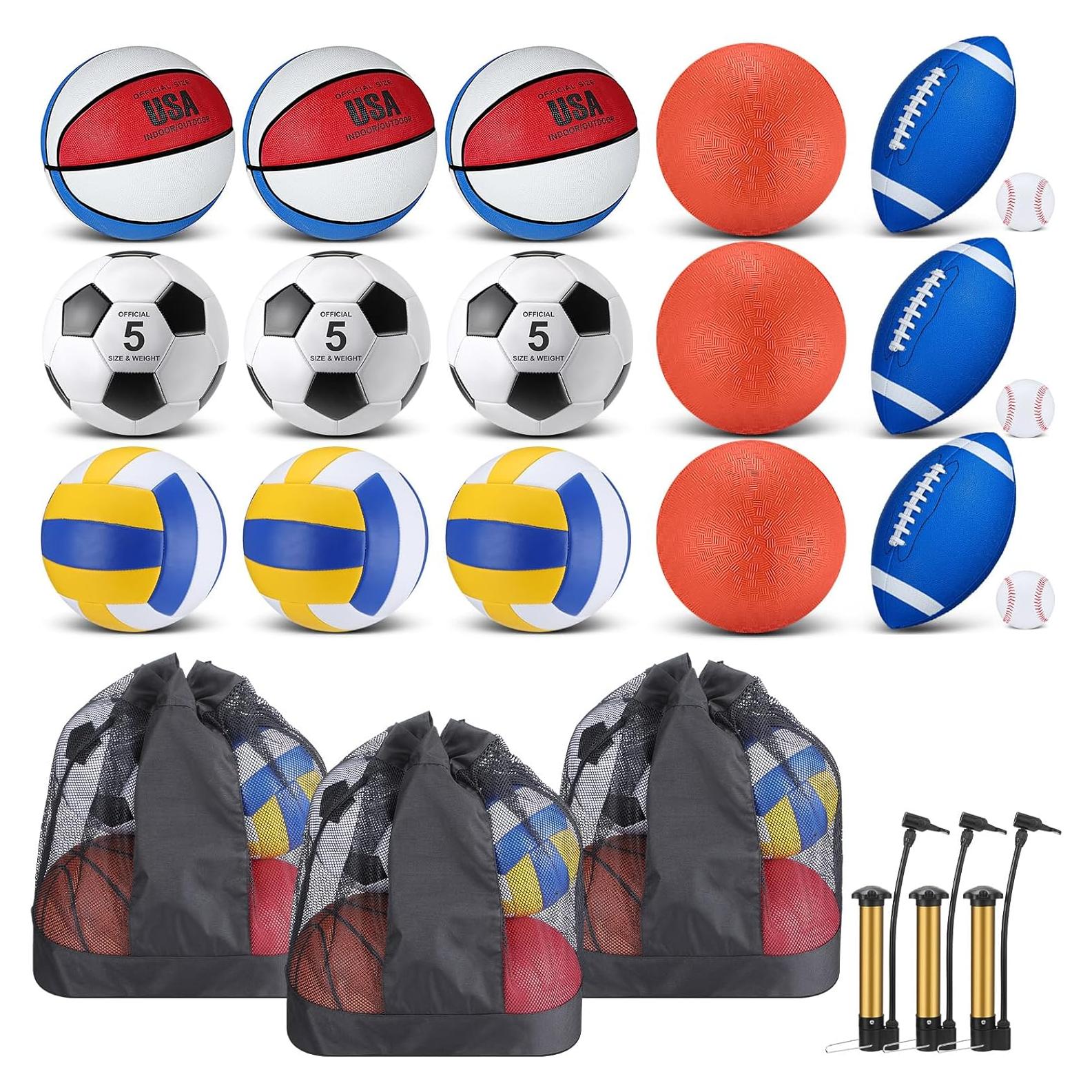 Conjunto de 18 Pelotas Deportivas Leyndo - Fútbol, Baloncesto, Voleibol