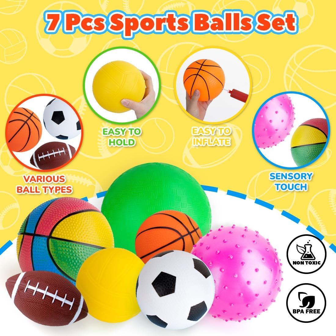 Set de 7 Pelotas Deportivas Inflables HOESDA para Niños