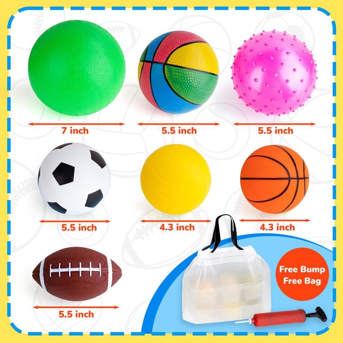 Set de 7 Pelotas Deportivas Inflables HOESDA para Niños