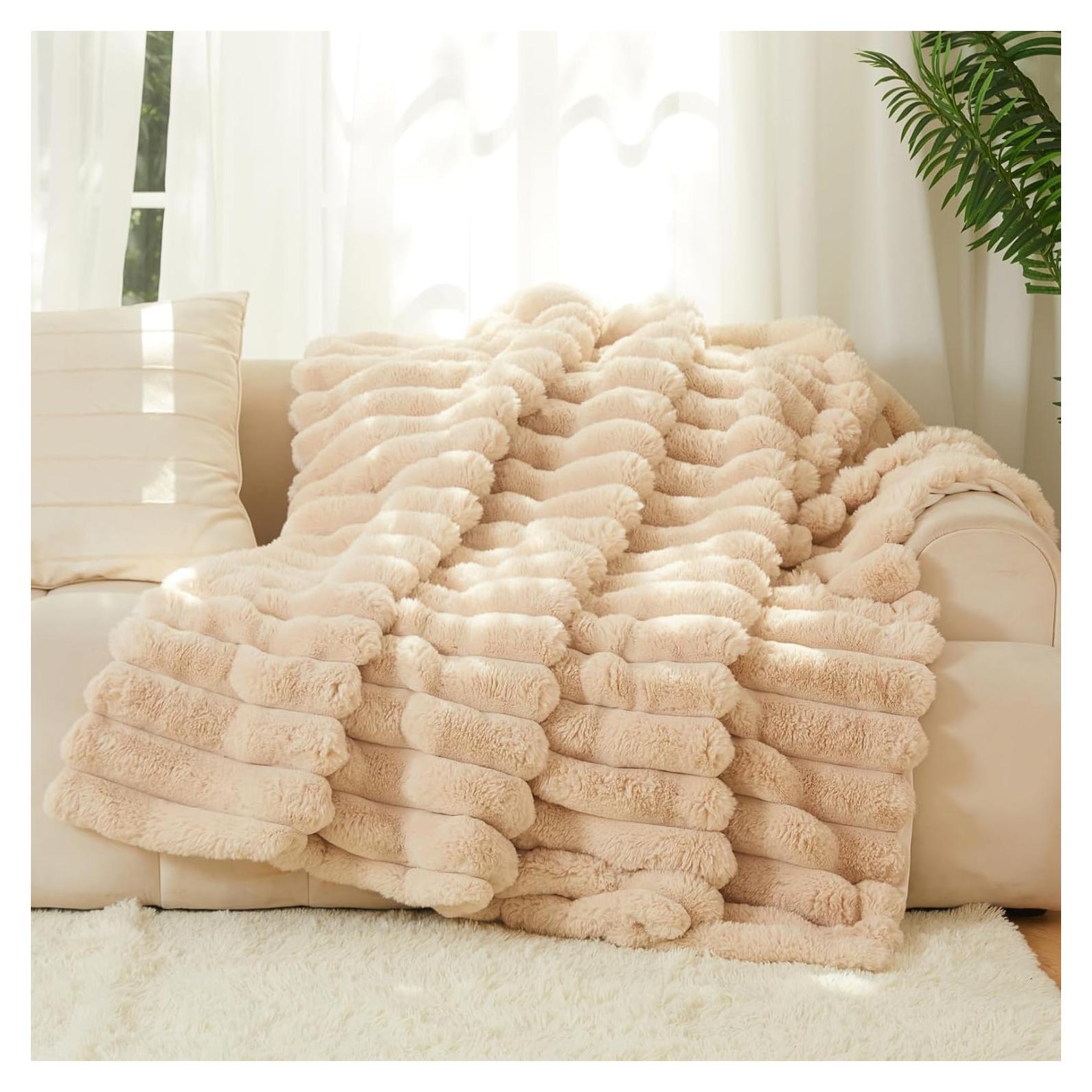 Manta Grande Newport Beige Costero 100% Poliester 170x180 cm