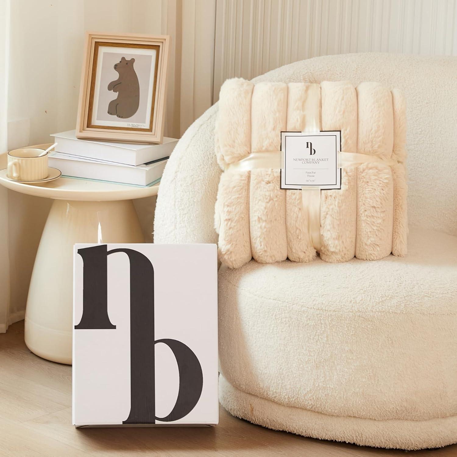 Manta Grande Newport Beige Costero 100% Poliester 170x180 cm