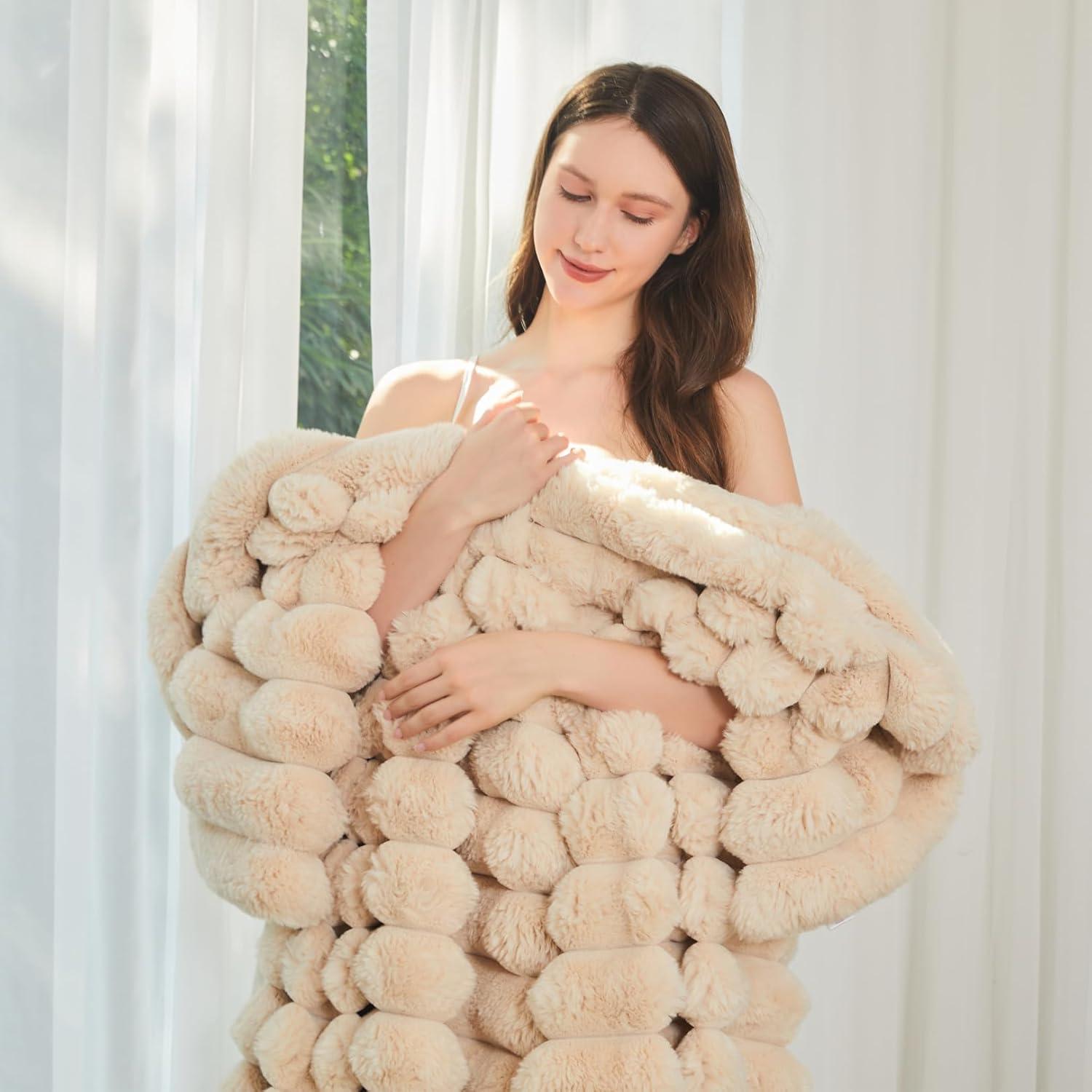 Manta Grande Newport Beige Costero 100% Poliester 170x180 cm