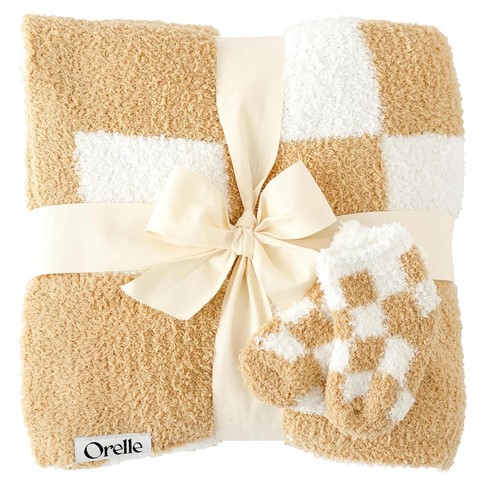 Juego de Manta de Bebé Orelle a Cuadros Marrón 76x102 cm