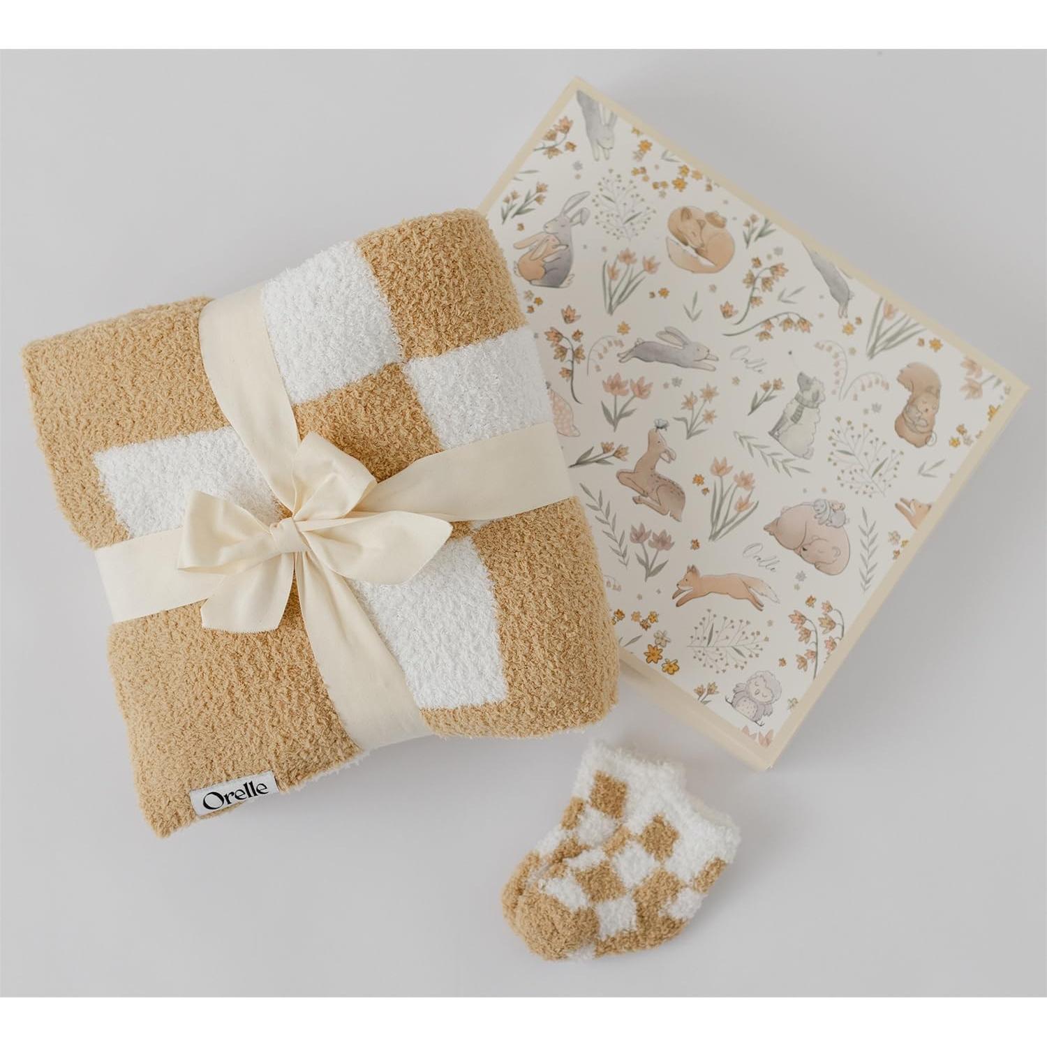 Juego de Manta de Bebé Orelle a Cuadros Marrón 76x102 cm