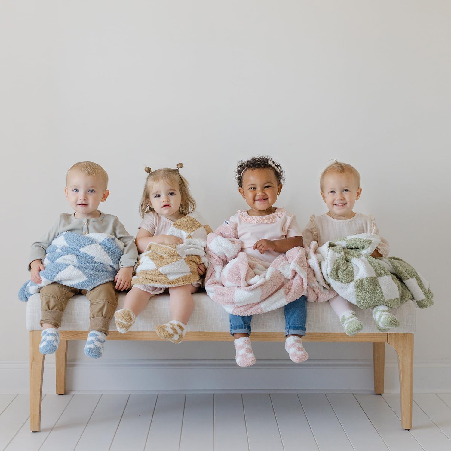 Juego de Manta de Bebé Orelle a Cuadros Marrón 76x102 cm