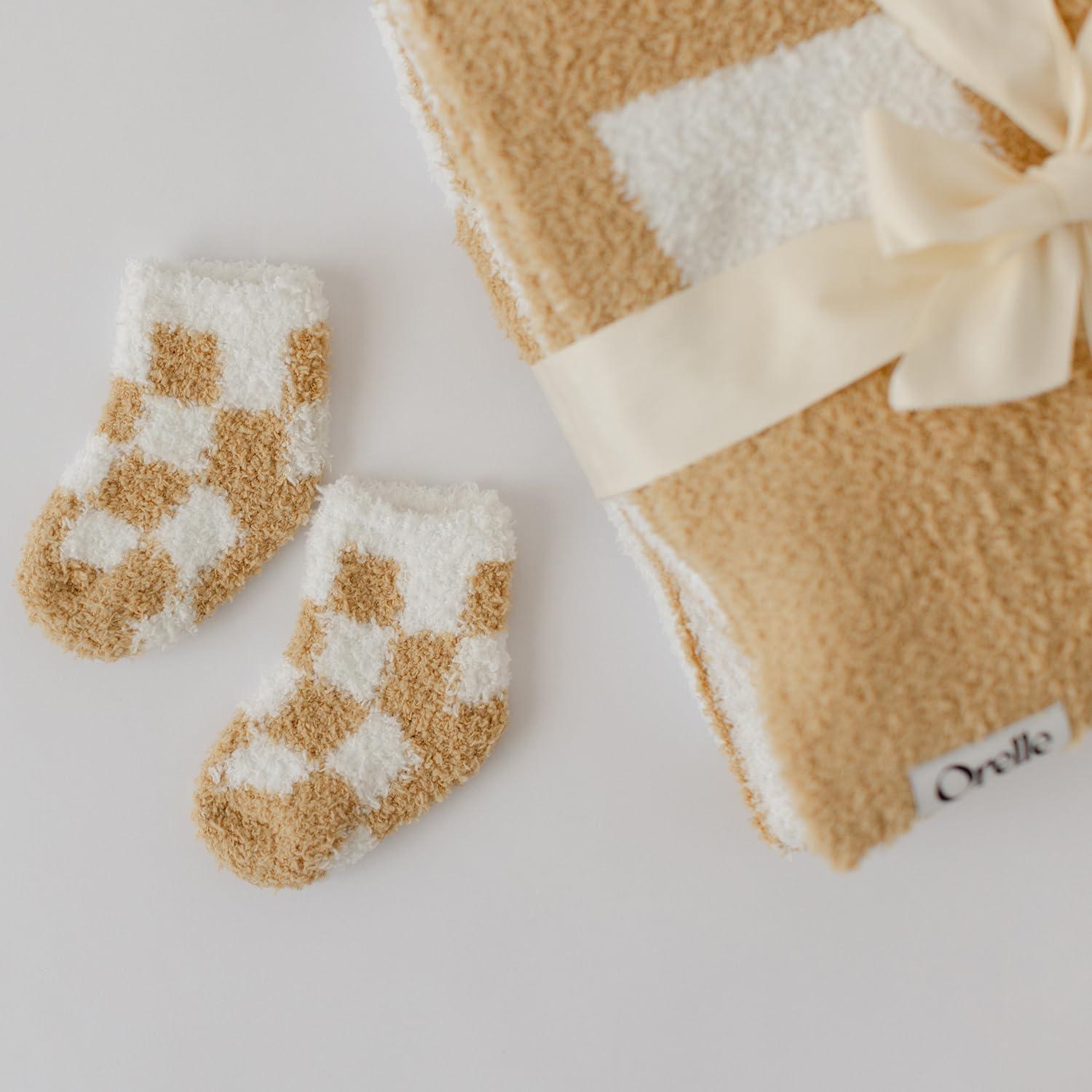 Juego de Manta de Bebé Orelle a Cuadros Marrón 76x102 cm