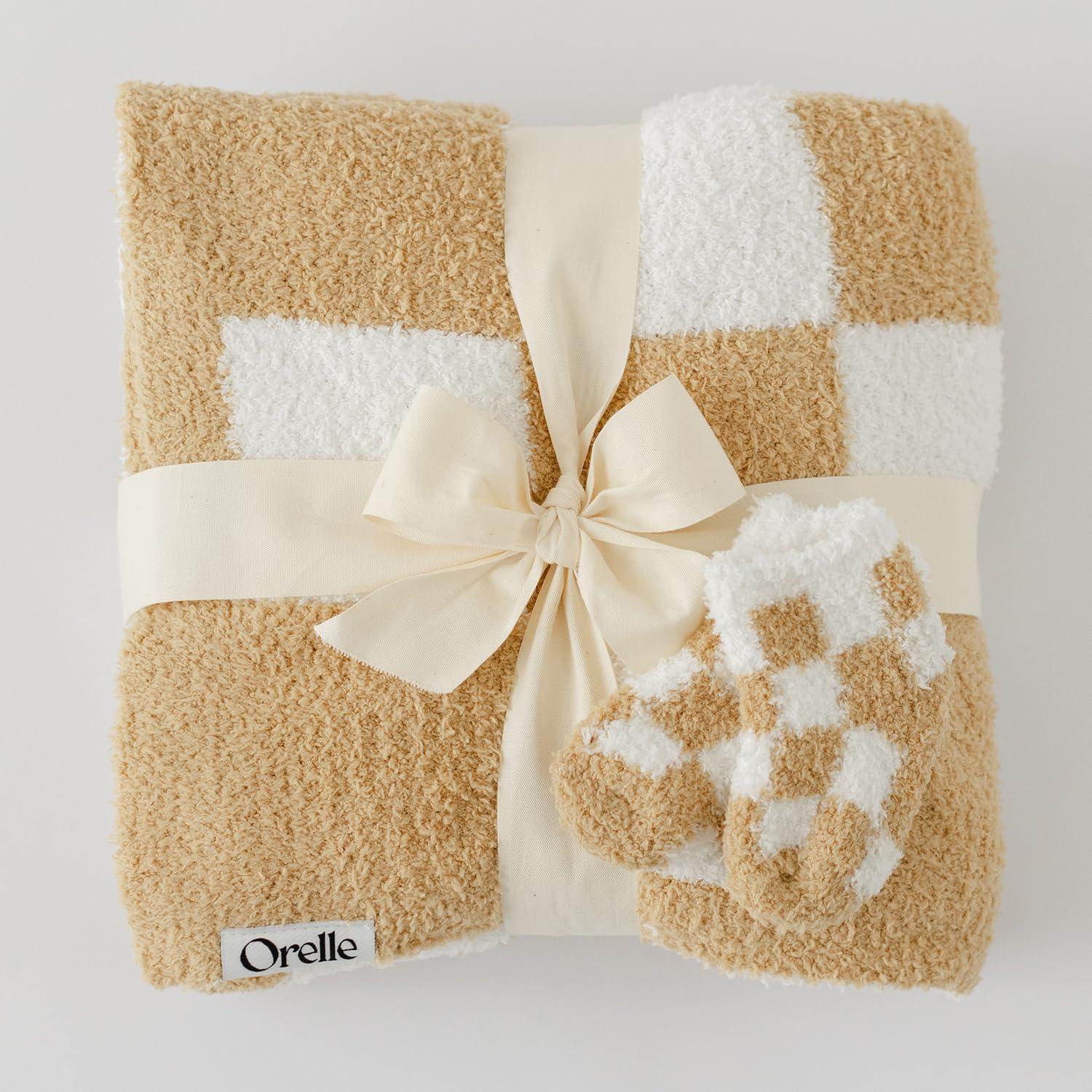 Juego de Manta de Bebé Orelle a Cuadros Marrón 76x102 cm