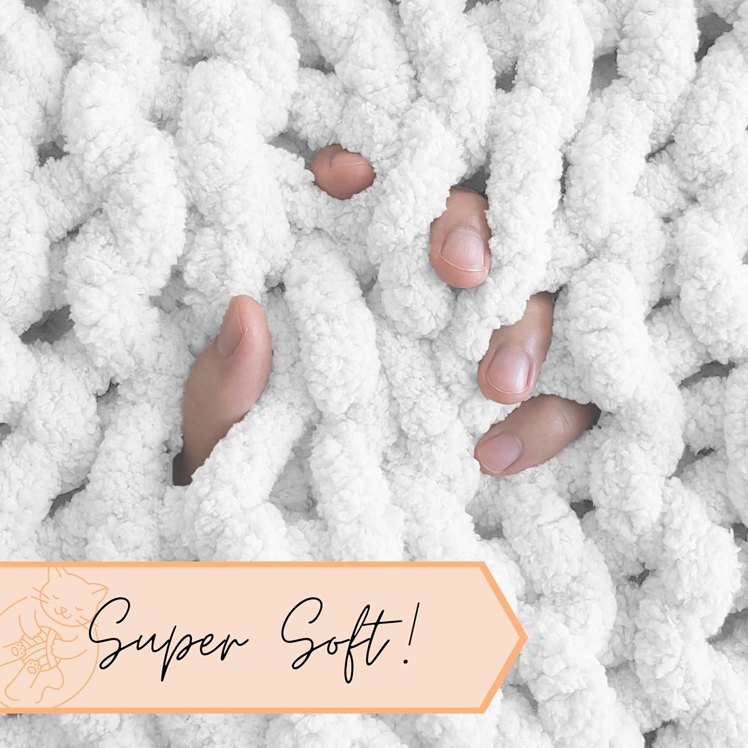 Manta de Punto Chunky Adyrescia 100% Chenille Jumbo 127x101cm Blanco