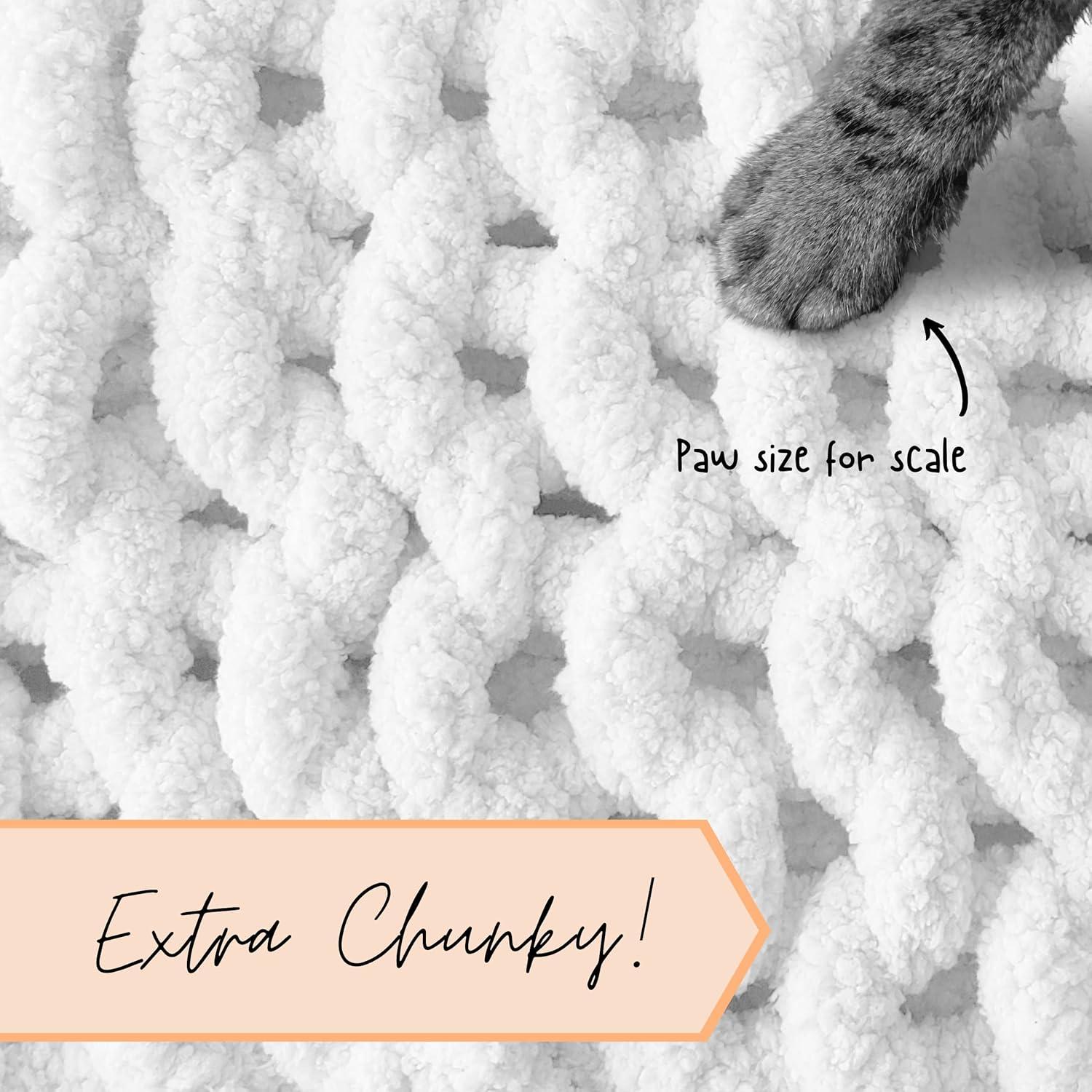 Manta de Punto Chunky Adyrescia 100% Chenille Jumbo 127x101cm Blanco
