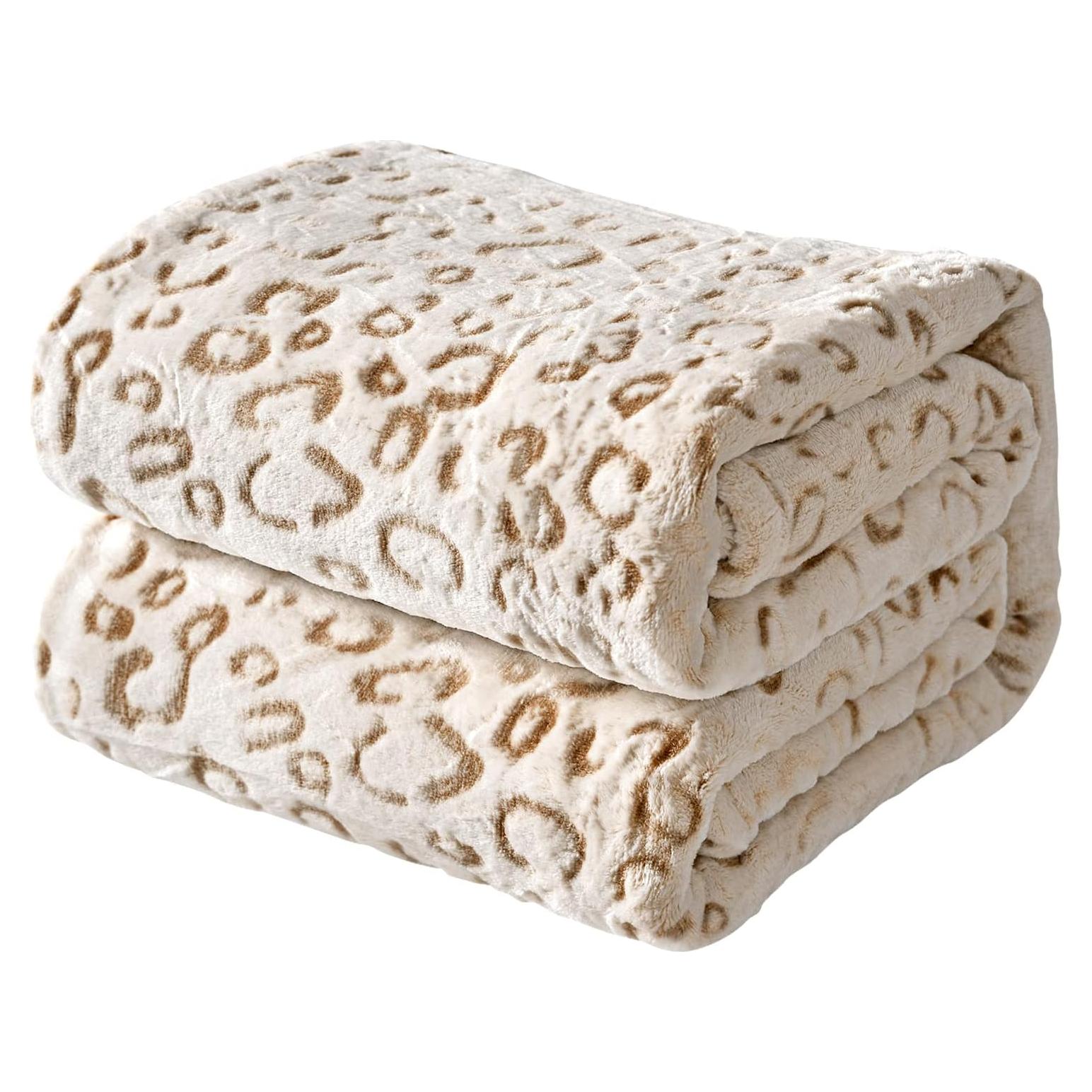 Manta de felpa 3D FY FIBER HOUSE Leopardo Marrón 127x152cm