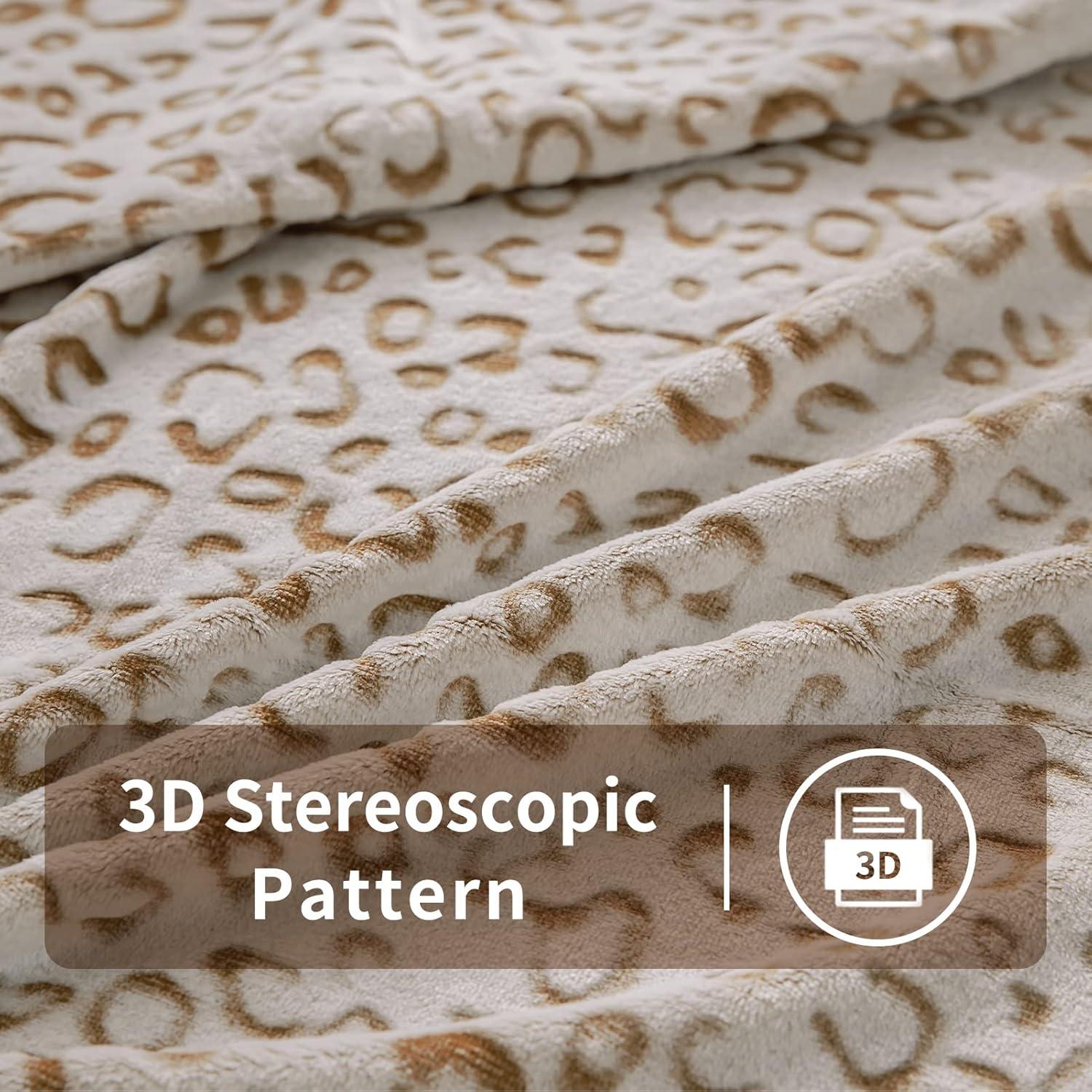 Manta de felpa 3D FY FIBER HOUSE Leopardo Marrón 127x152cm