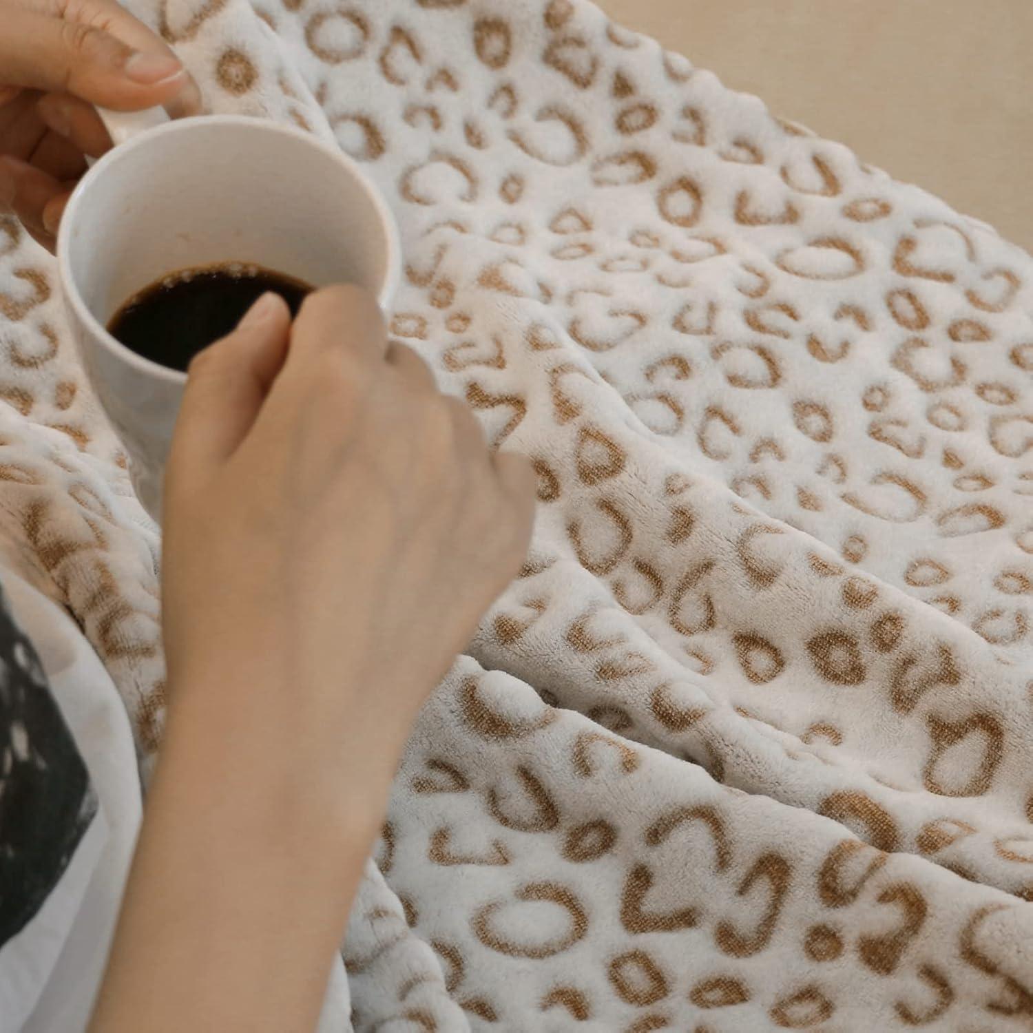 Manta de felpa 3D FY FIBER HOUSE Leopardo Marrón 127x152cm