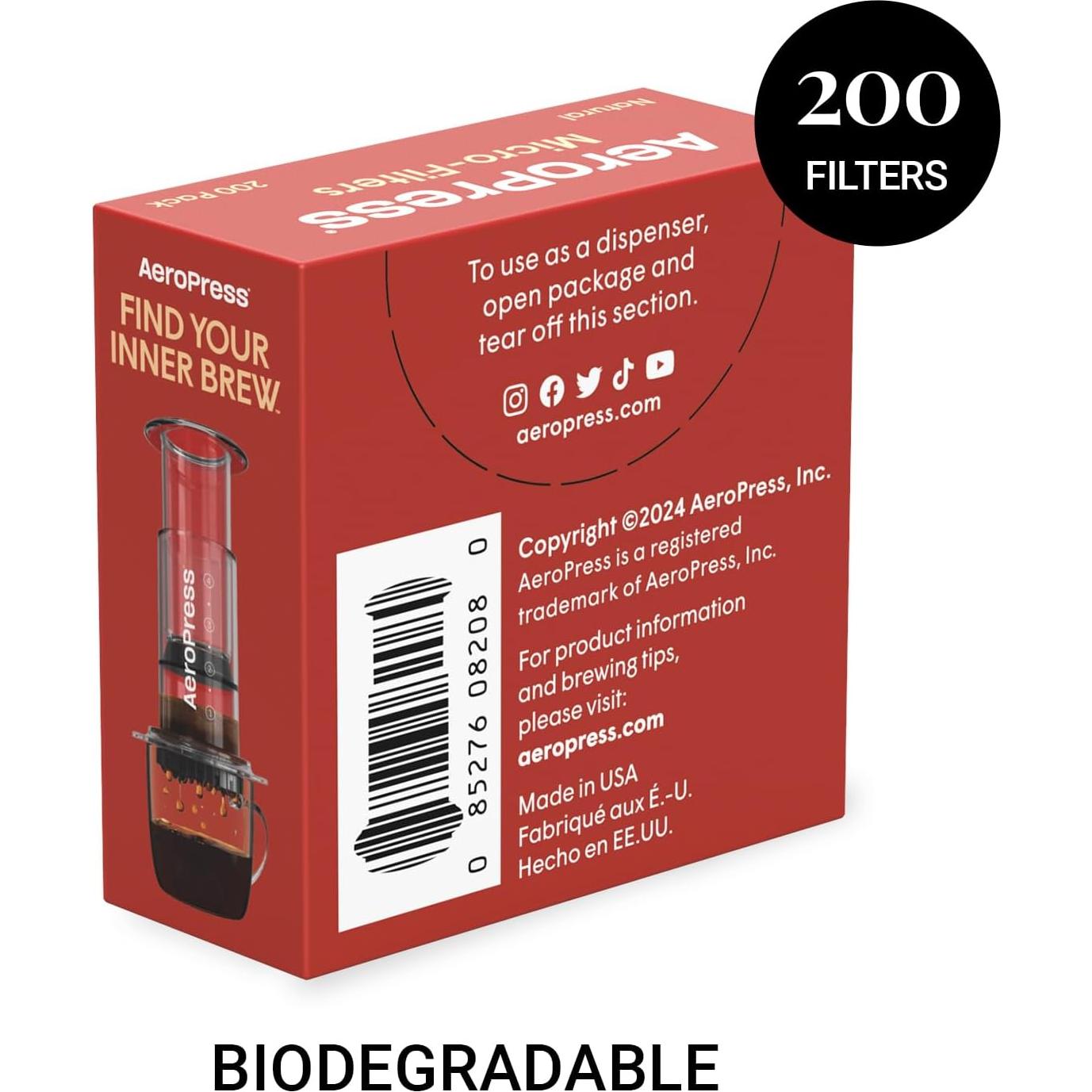 Microfiltros de papel AeroPress, 200 unidades, 6.35 cm