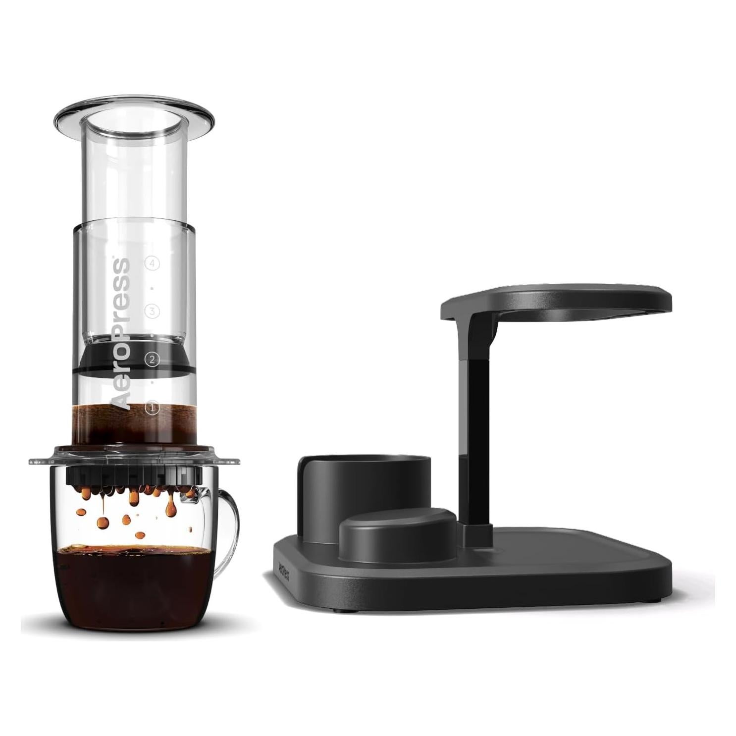Cafetera AeroPress Clear 3 en 1 + Soporte Organizador
