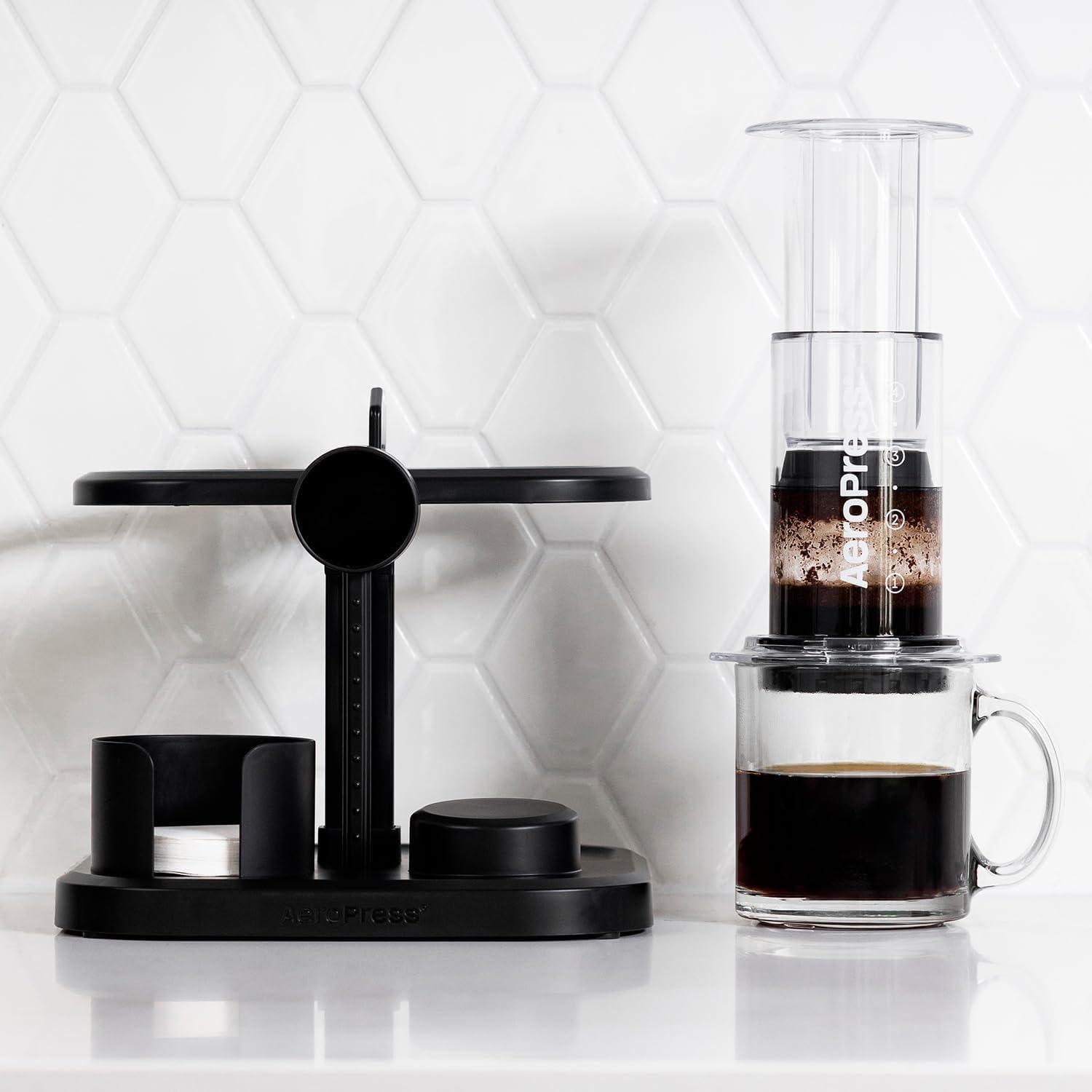 Cafetera AeroPress Clear 3 en 1 + Soporte Organizador