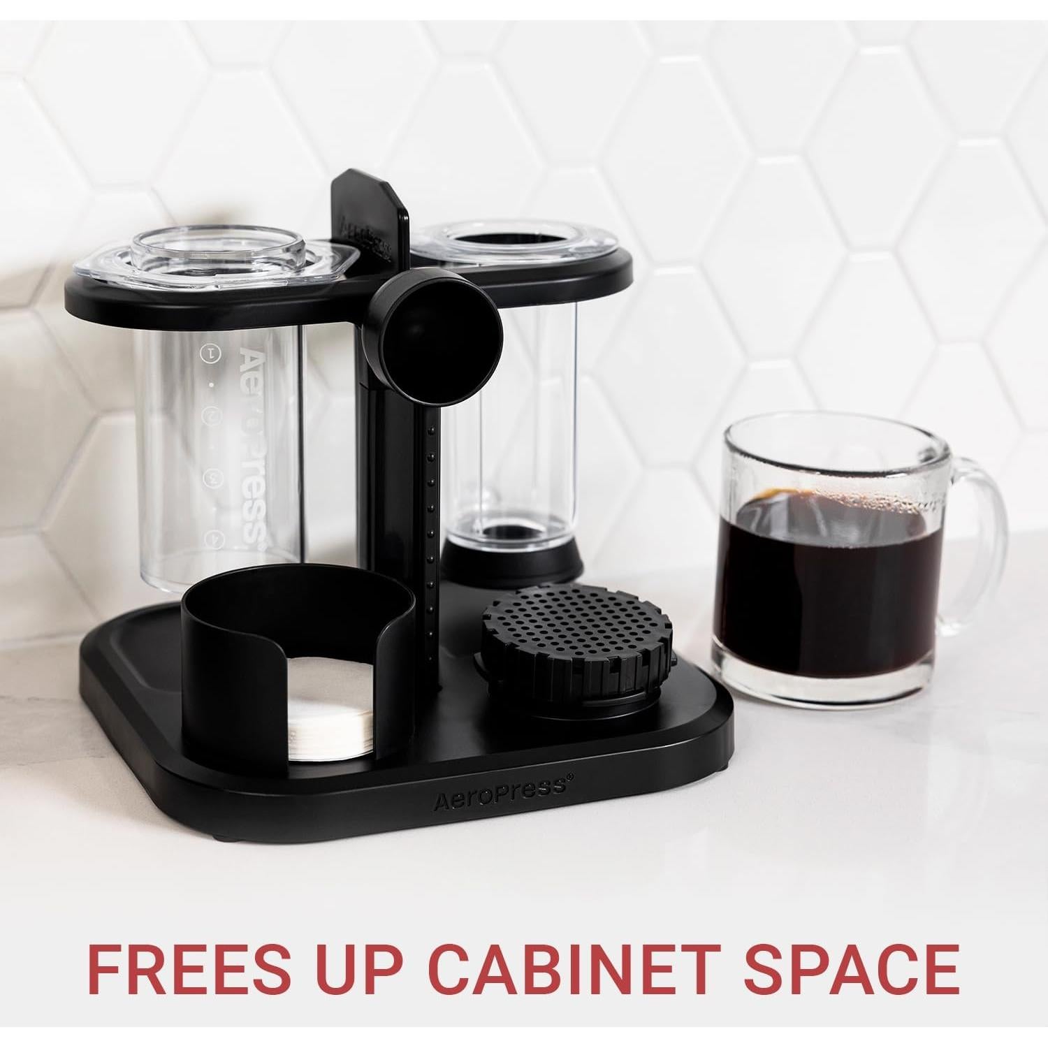 Cafetera AeroPress Clear 3 en 1 + Soporte Organizador