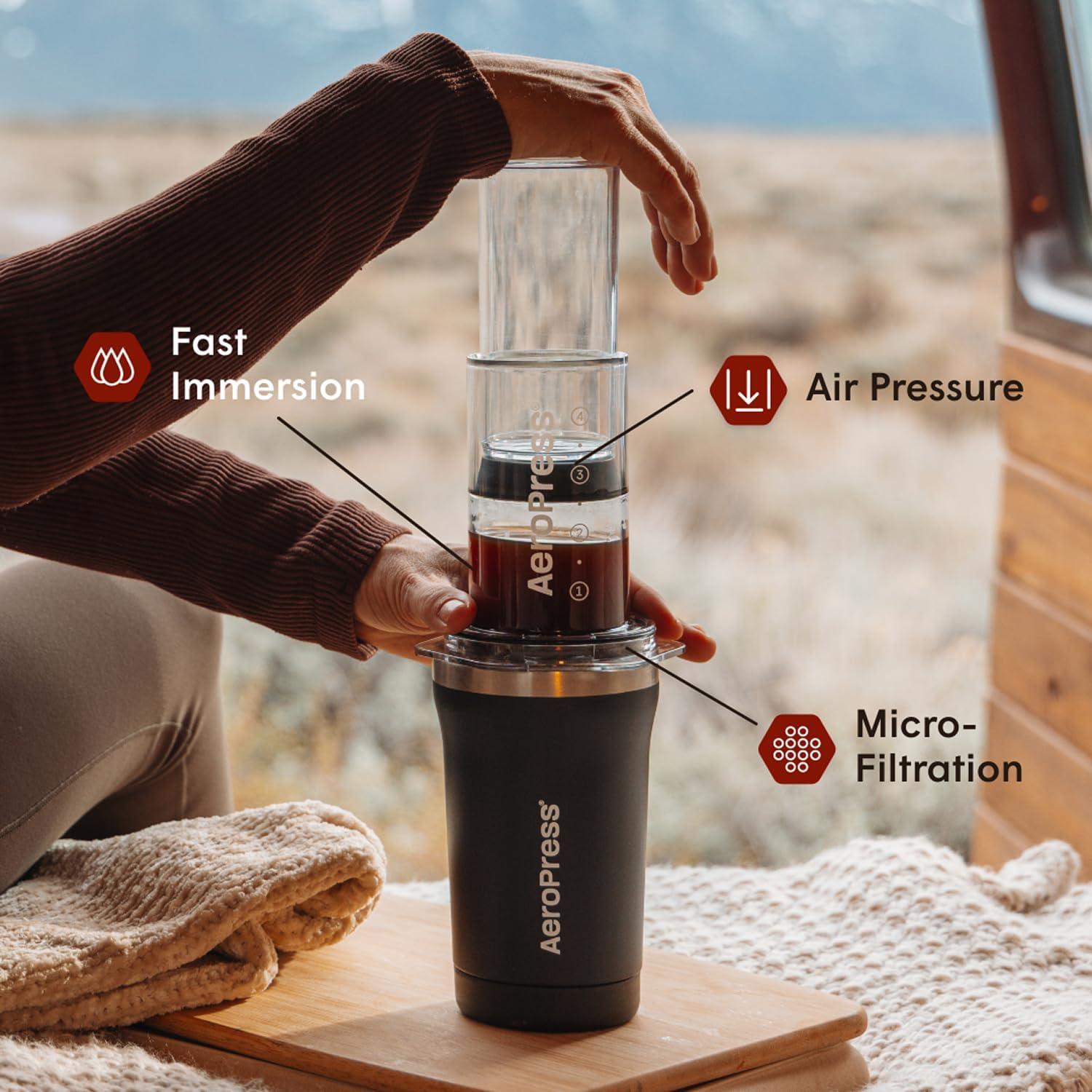 Cafetera Portátil AeroPress Go Plus 3 en 1 Negra 0.47L