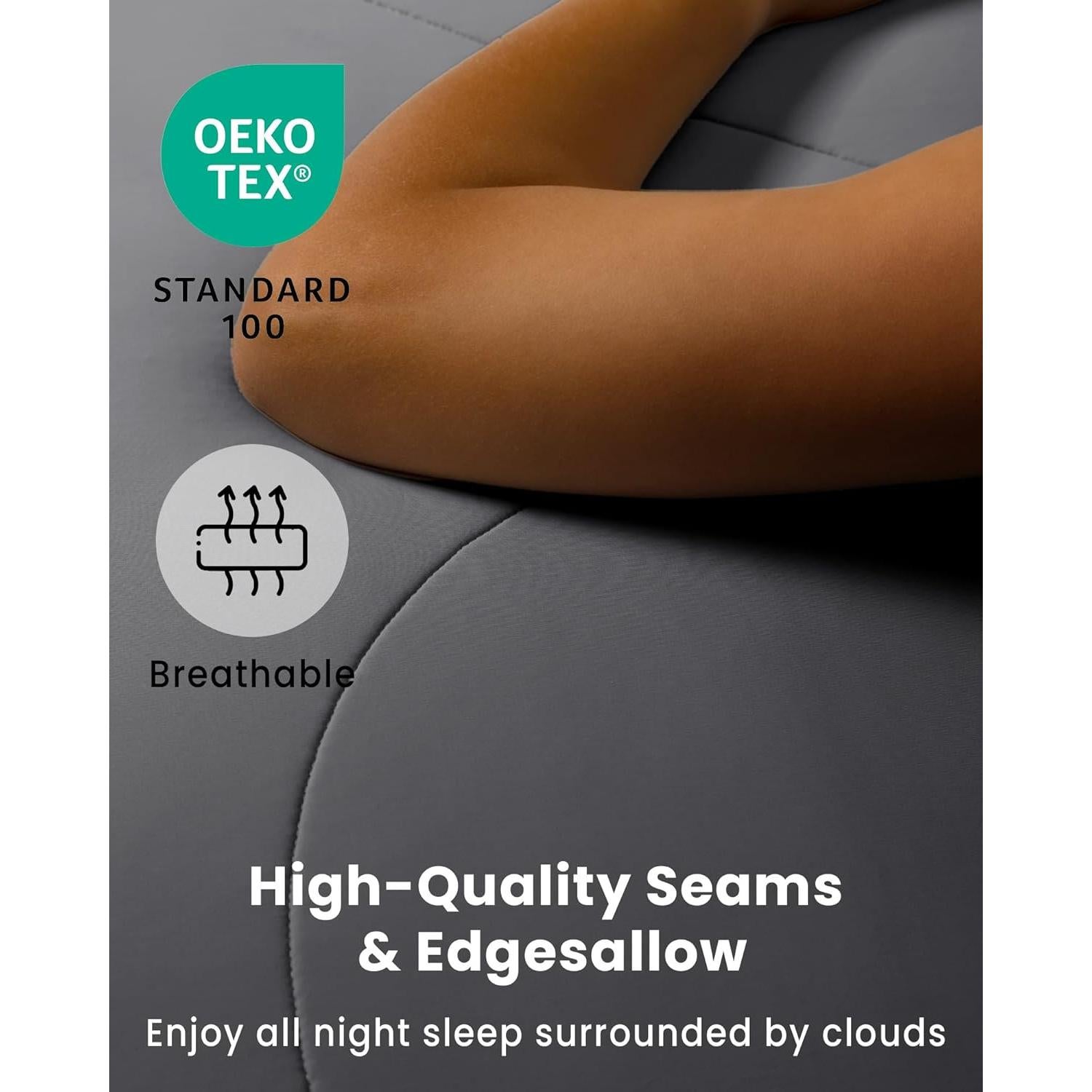 Edredón Refrigerante Queen blunique Z-gris oscuro claro