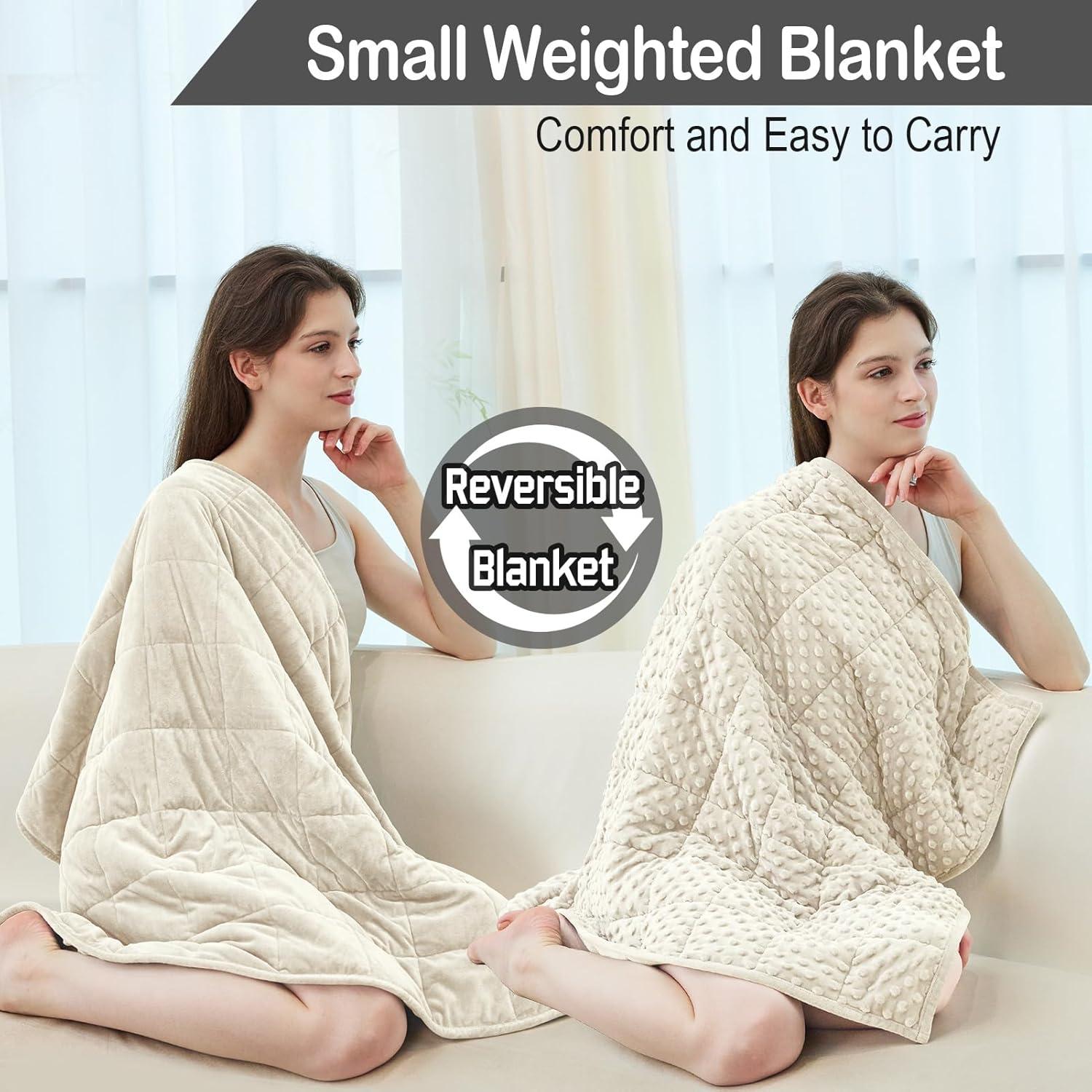 Manta con peso YUSRA 2.72kg 101.6x119.4cm marfil terciopelo