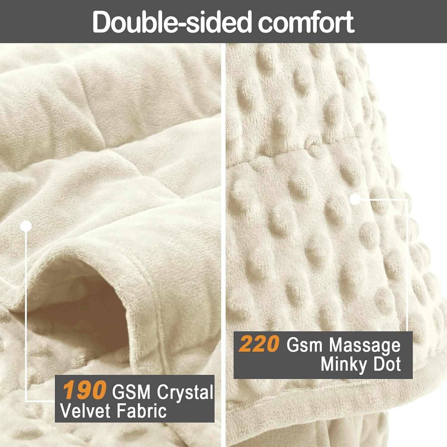 Manta con peso YUSRA 2.72kg 101.6x119.4cm marfil terciopelo