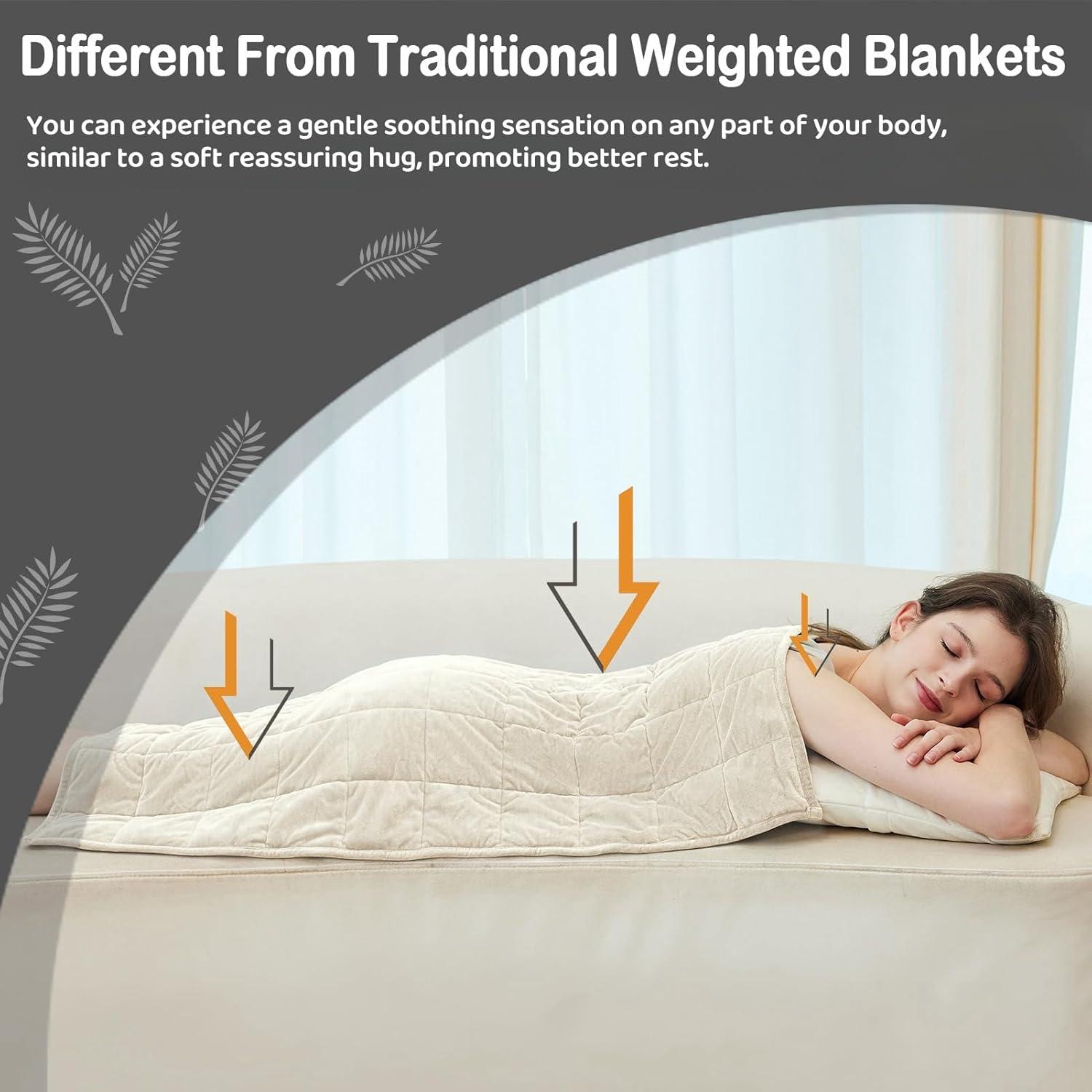 Manta con peso YUSRA 2.72kg 101.6x119.4cm marfil terciopelo