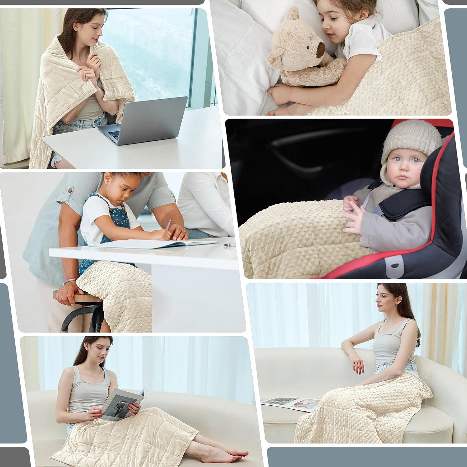 Manta con peso YUSRA 2.72kg 101.6x119.4cm marfil terciopelo