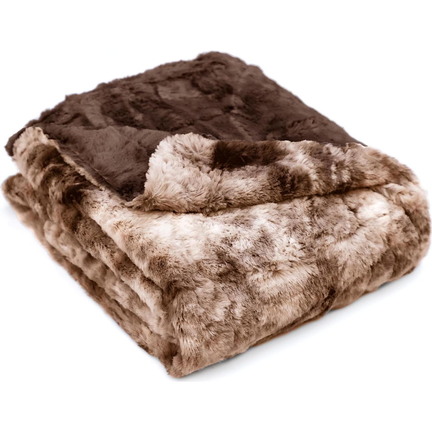 Manta Wolf Creek Grande Doble Cara Suave 127x165 cm Marrón