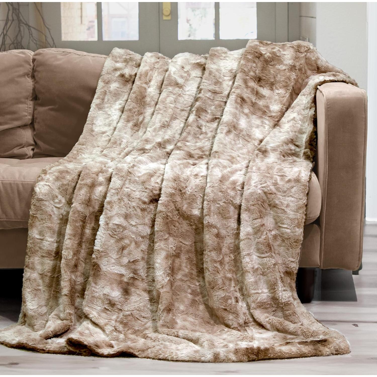 Manta Wolf Creek Grande Doble Cara Suave 127x165 cm Marrón