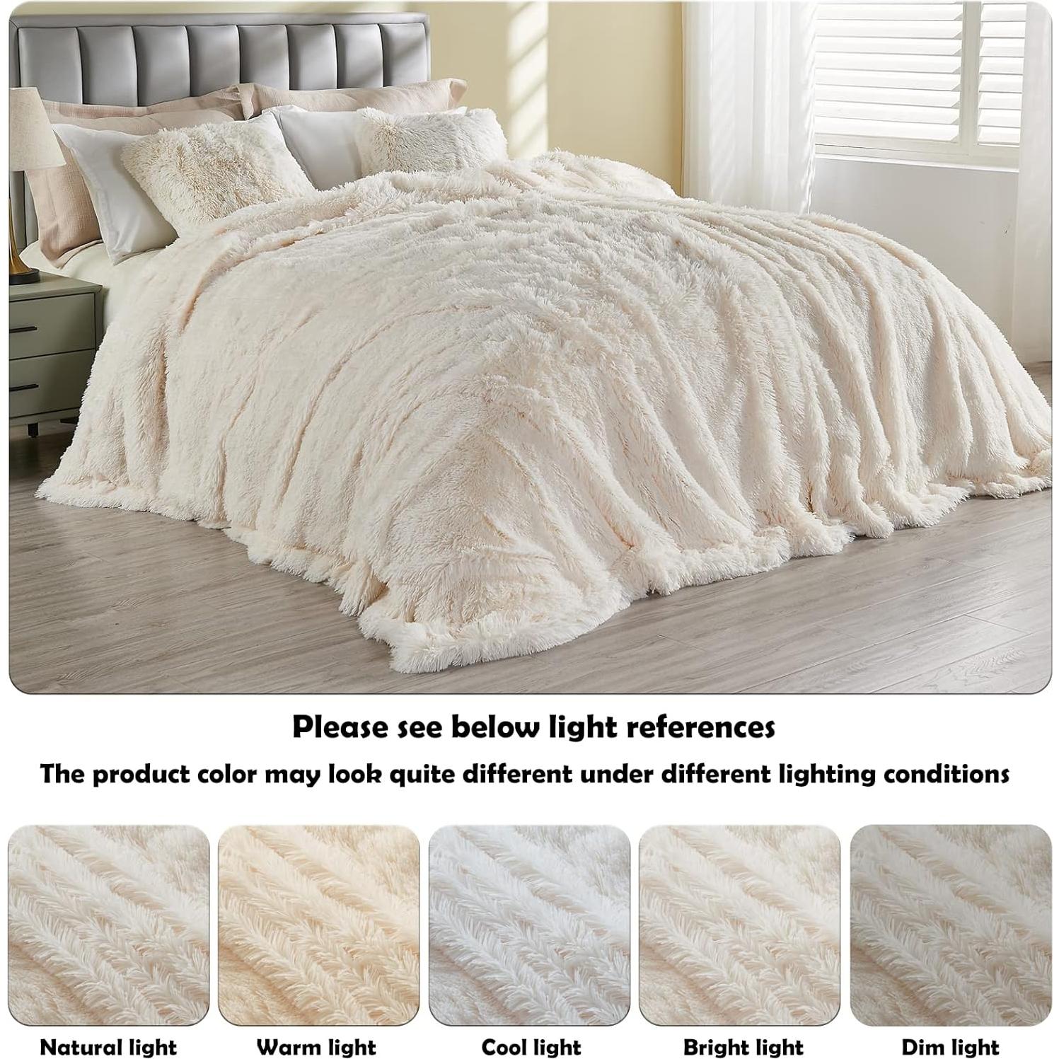 Manta de Piel Sintética GONAAP Marfil 127x152 cm Suave