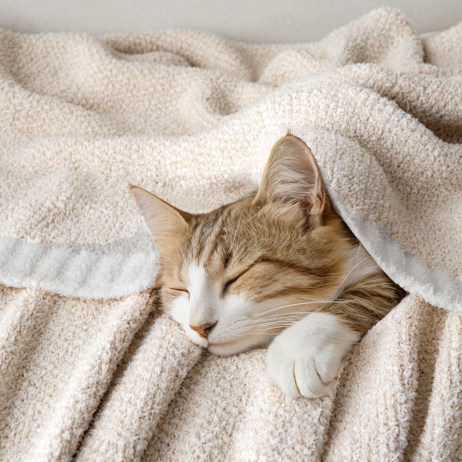 Manta de Lanzar MIULEE Crema 127x152 cm Microfibra Suave