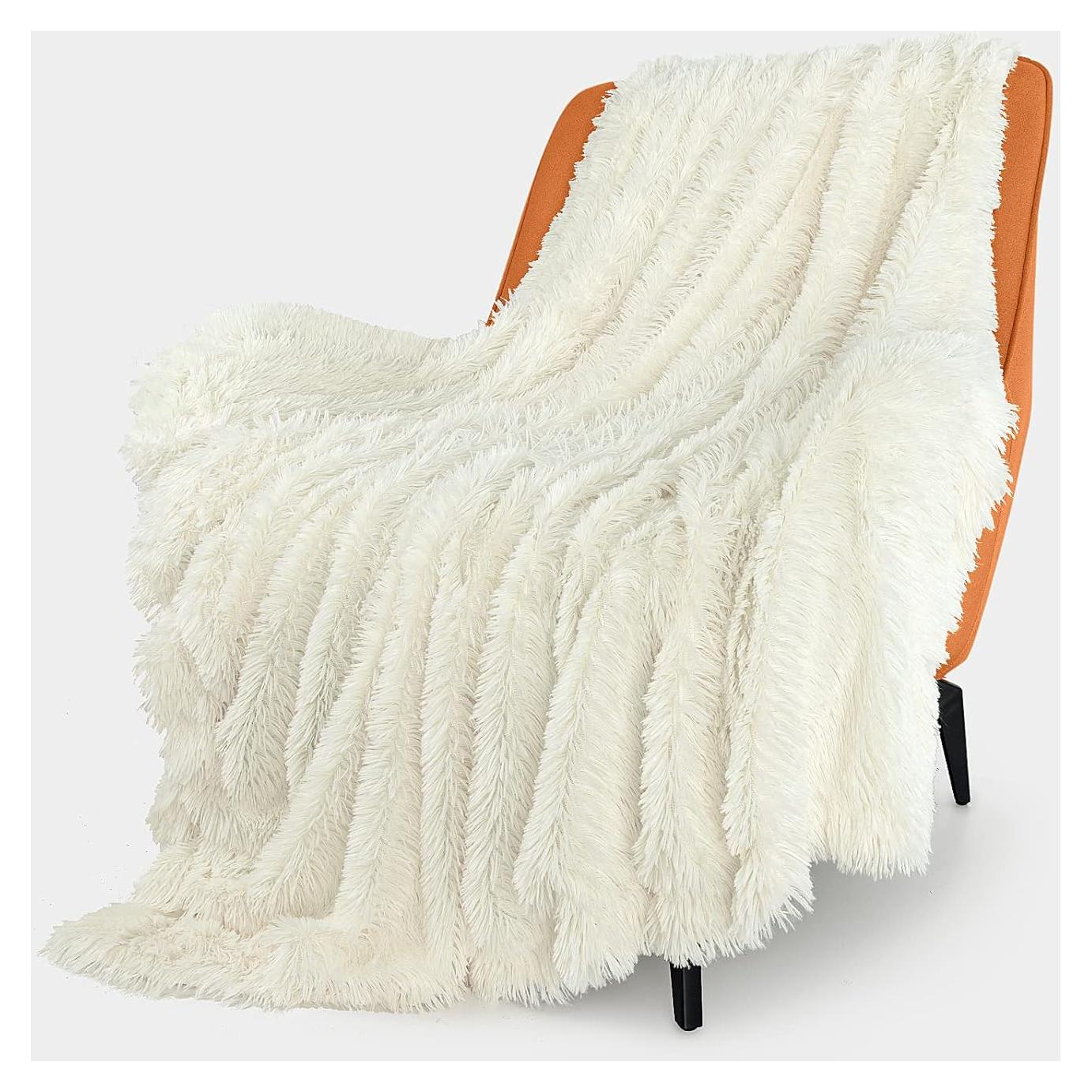 Manta de Peluche Falsa TOONOW 127x152cm Blanca Crema