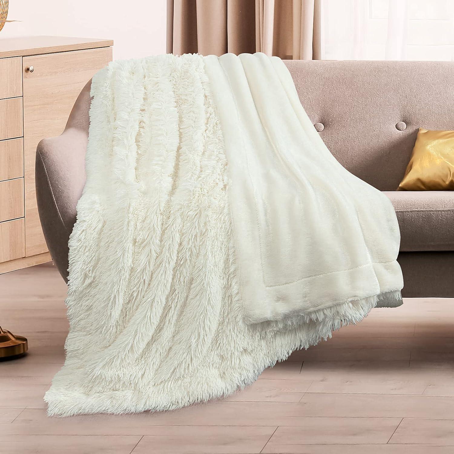 Manta de Peluche Falsa TOONOW 127x152cm Blanca Crema