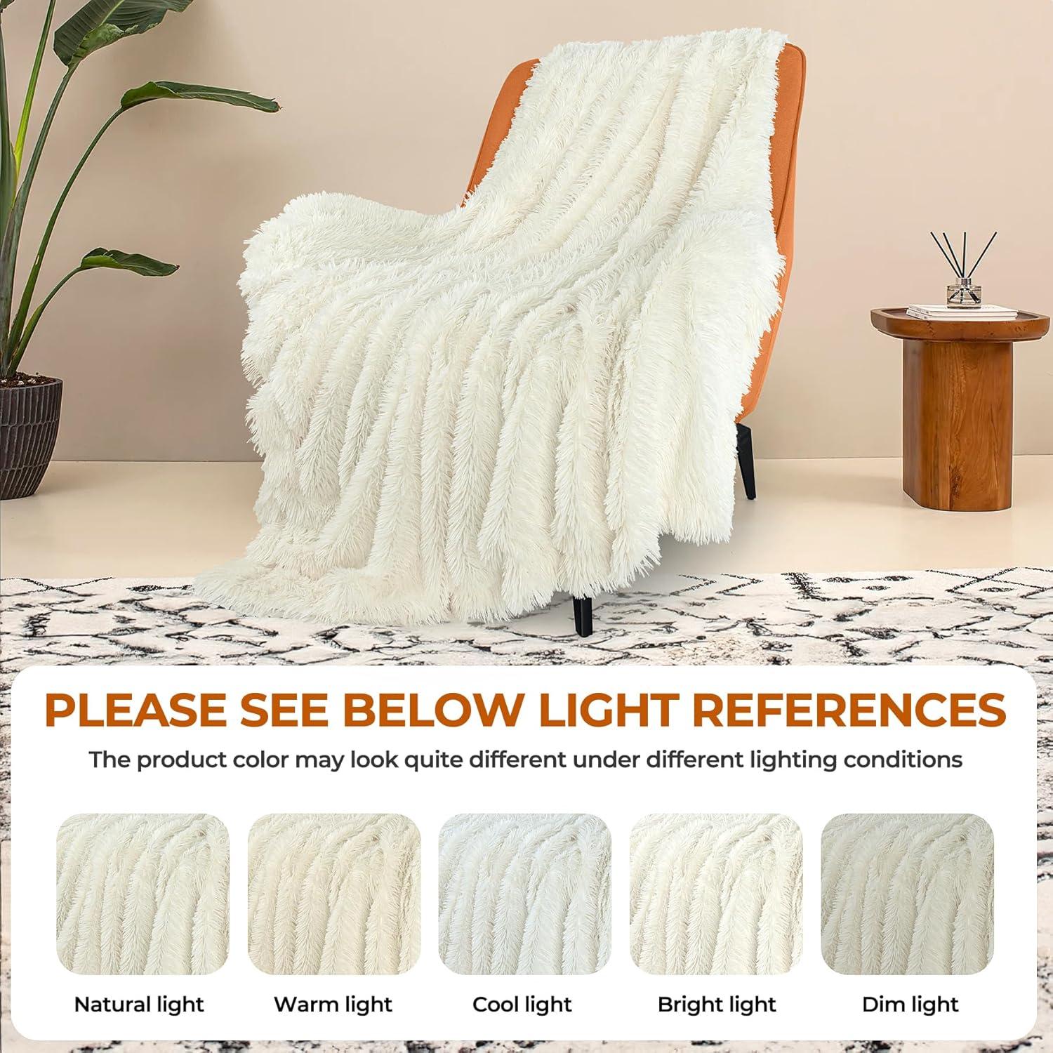 Manta de Peluche Falsa TOONOW 127x152cm Blanca Crema