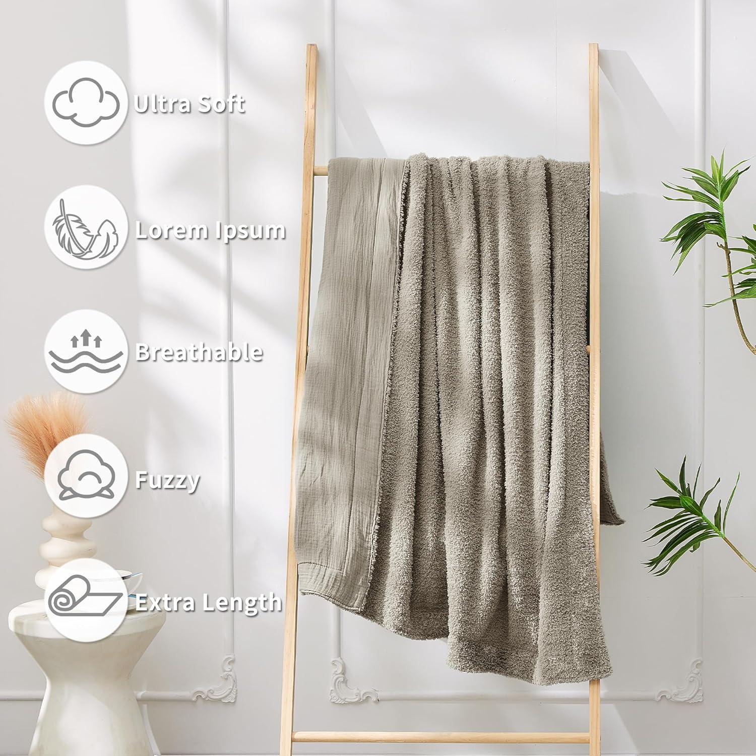 Manta JOOJA XL Reversible Suave Algodón Taupe 127x178 cm