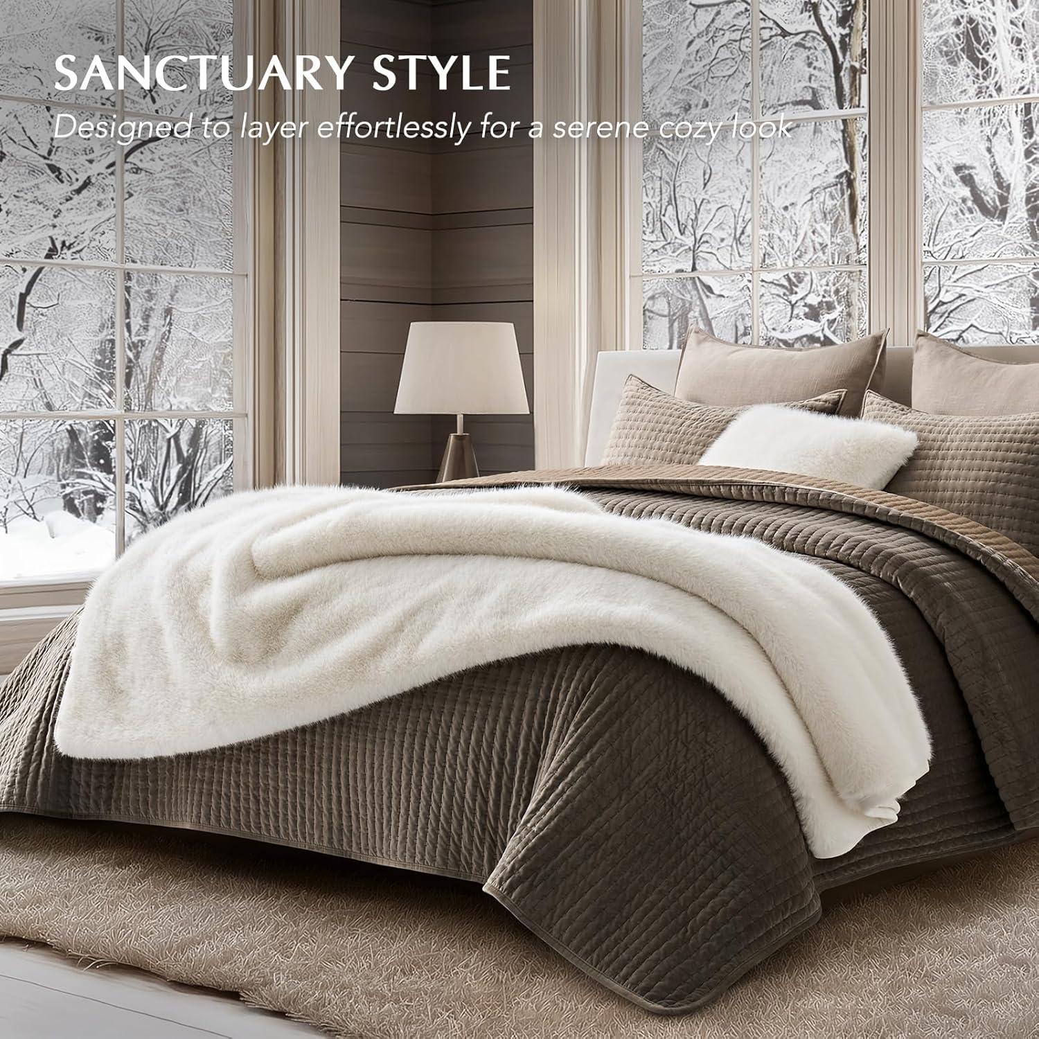 Manta de Piel Sintética EVERGRACEHOME 152x203cm Visón Marfil