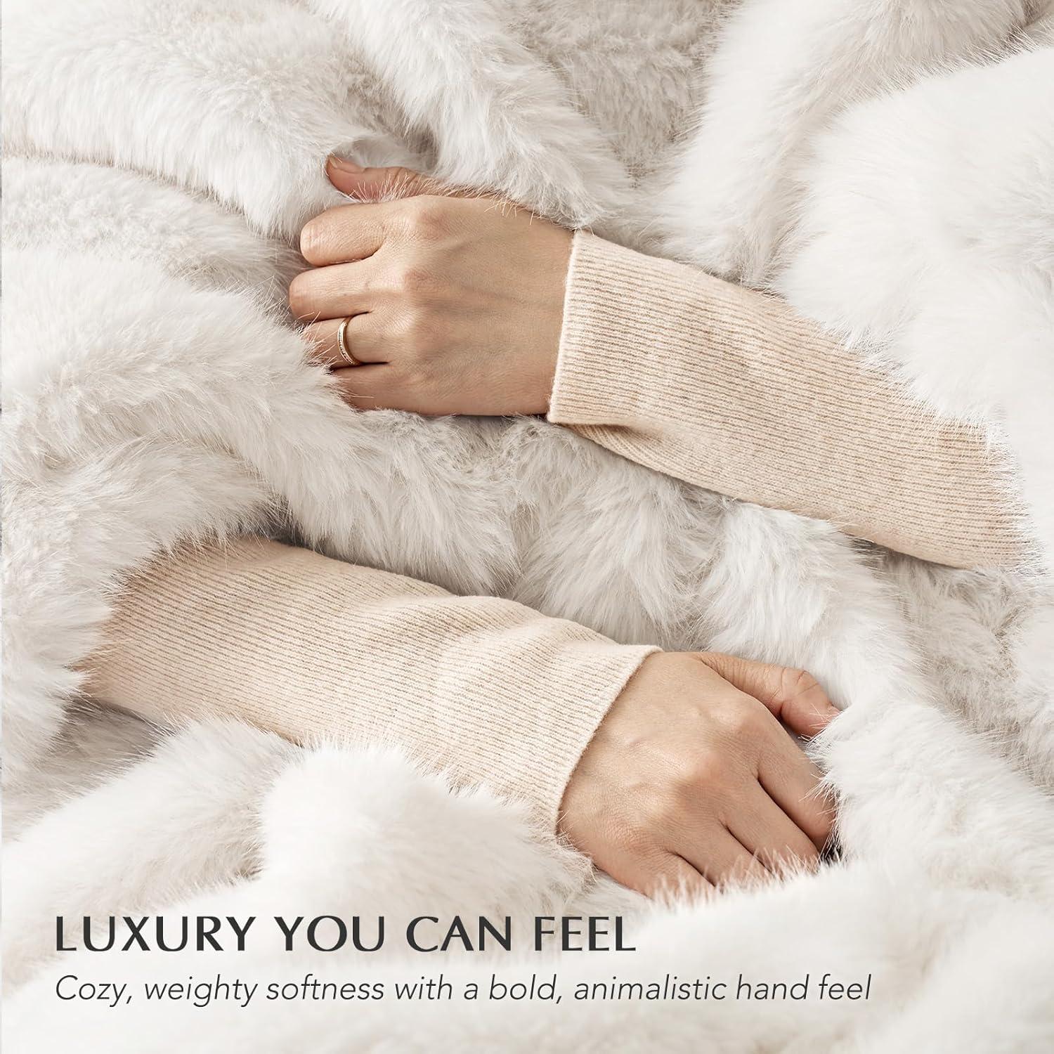 Manta de Piel Sintética EVERGRACEHOME 152x203cm Visón Marfil