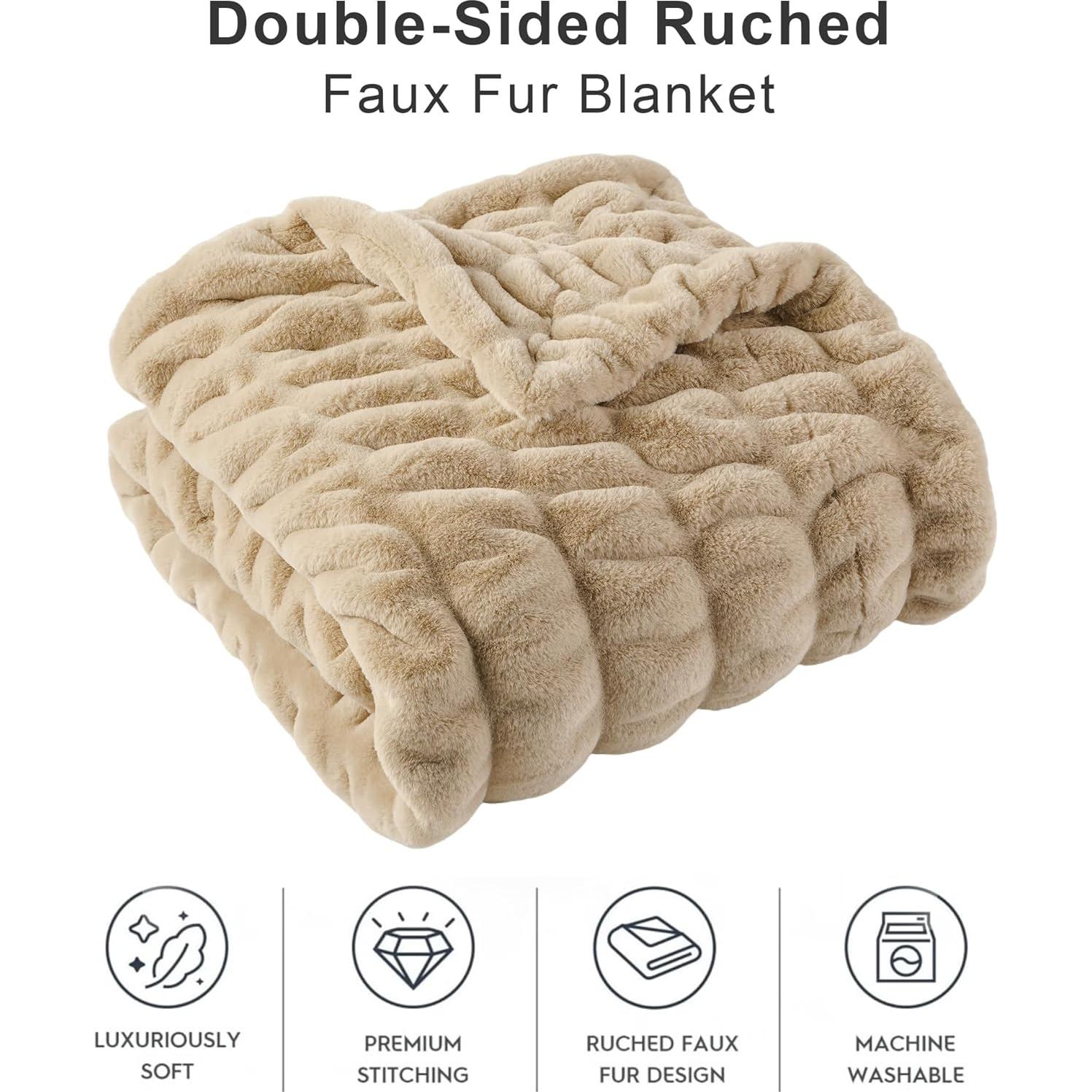 Manta de Pelo Falso Battilo Home 127x152 cm Marrón