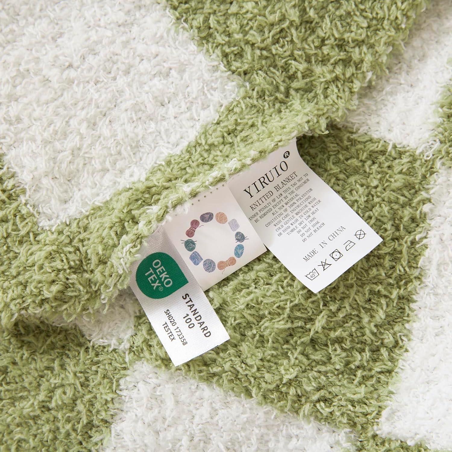 Manta YIRUIO Cuadrícula Verde Salvia 130x160cm Microfibra