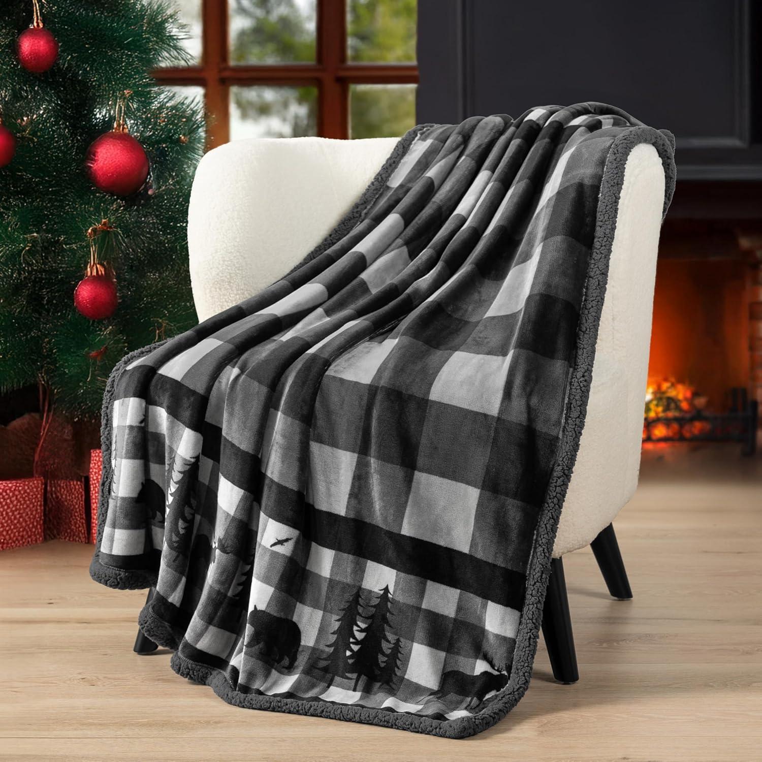 Manta de Sherpa Pavilia 127x152 cm Gris Navidad Suave
