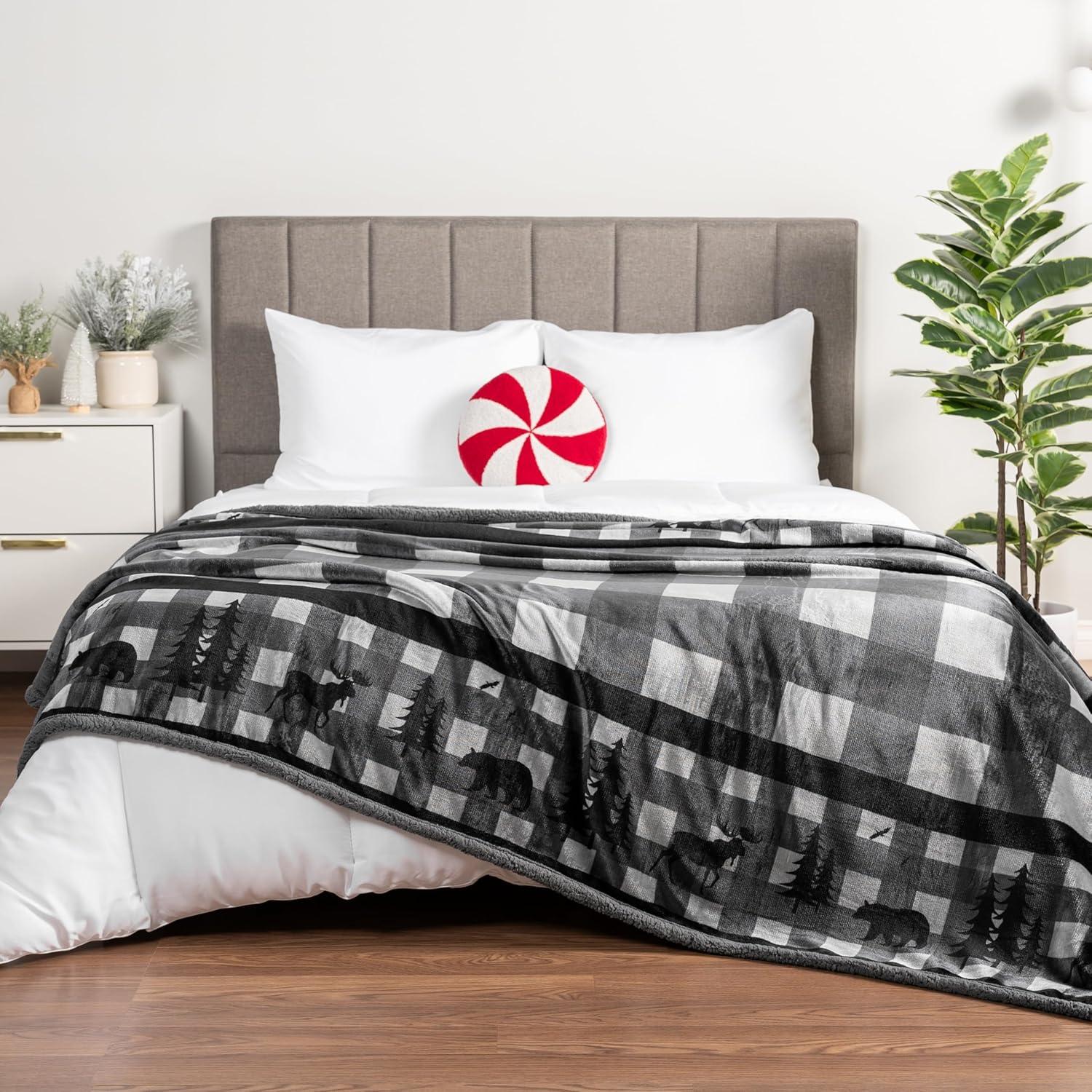 Manta de Sherpa Pavilia 127x152 cm Gris Navidad Suave