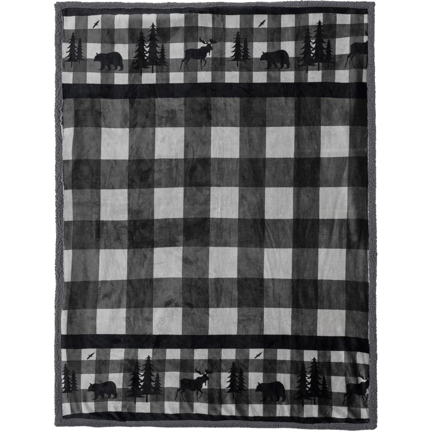 Manta de Sherpa Pavilia 127x152 cm Gris Navidad Suave