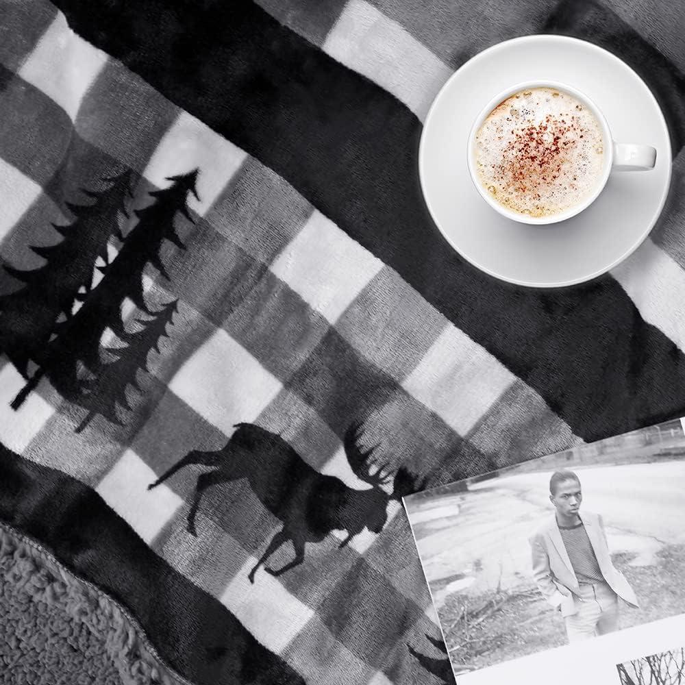 Manta de Sherpa Pavilia 127x152 cm Gris Navidad Suave