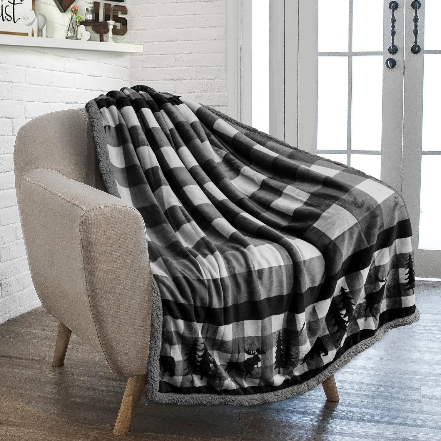 Manta de Sherpa Pavilia 127x152 cm Gris Navidad Suave