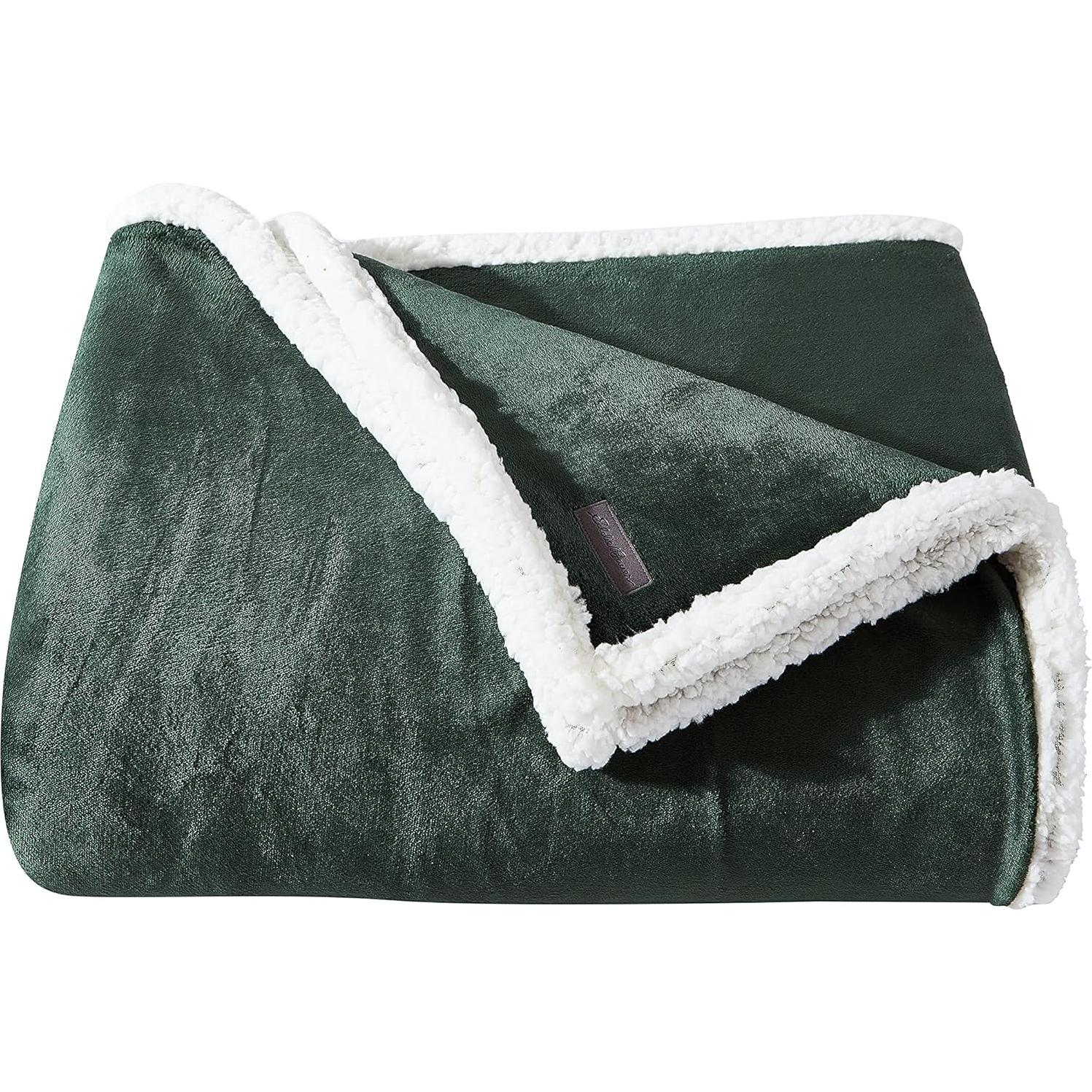 Manta King Eddie Bauer Plush Reversible Verde Sólido 228.6x274.3 cm