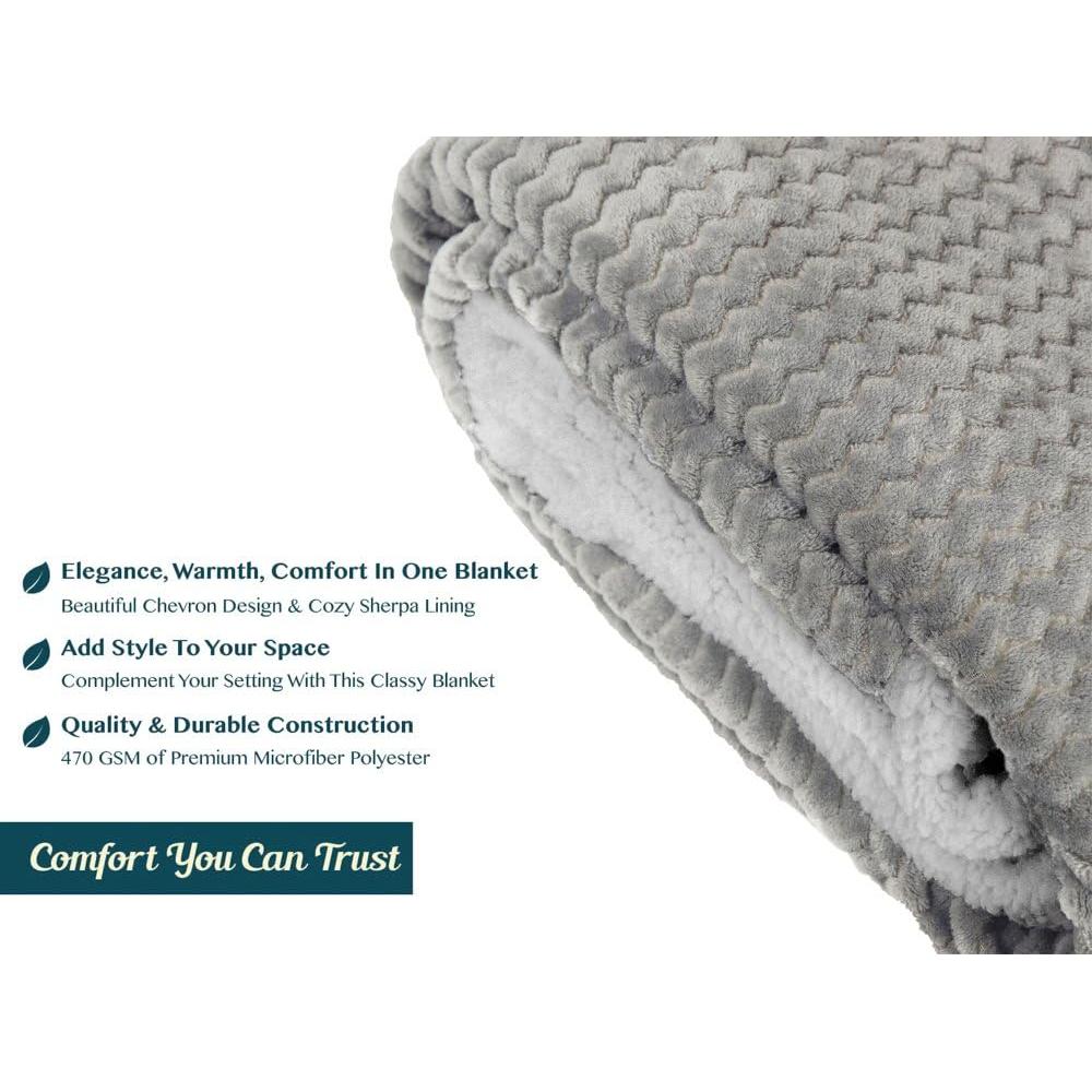 Manta de Sherpa Chevron PAVILIA Gris 127x152 cm Reversible