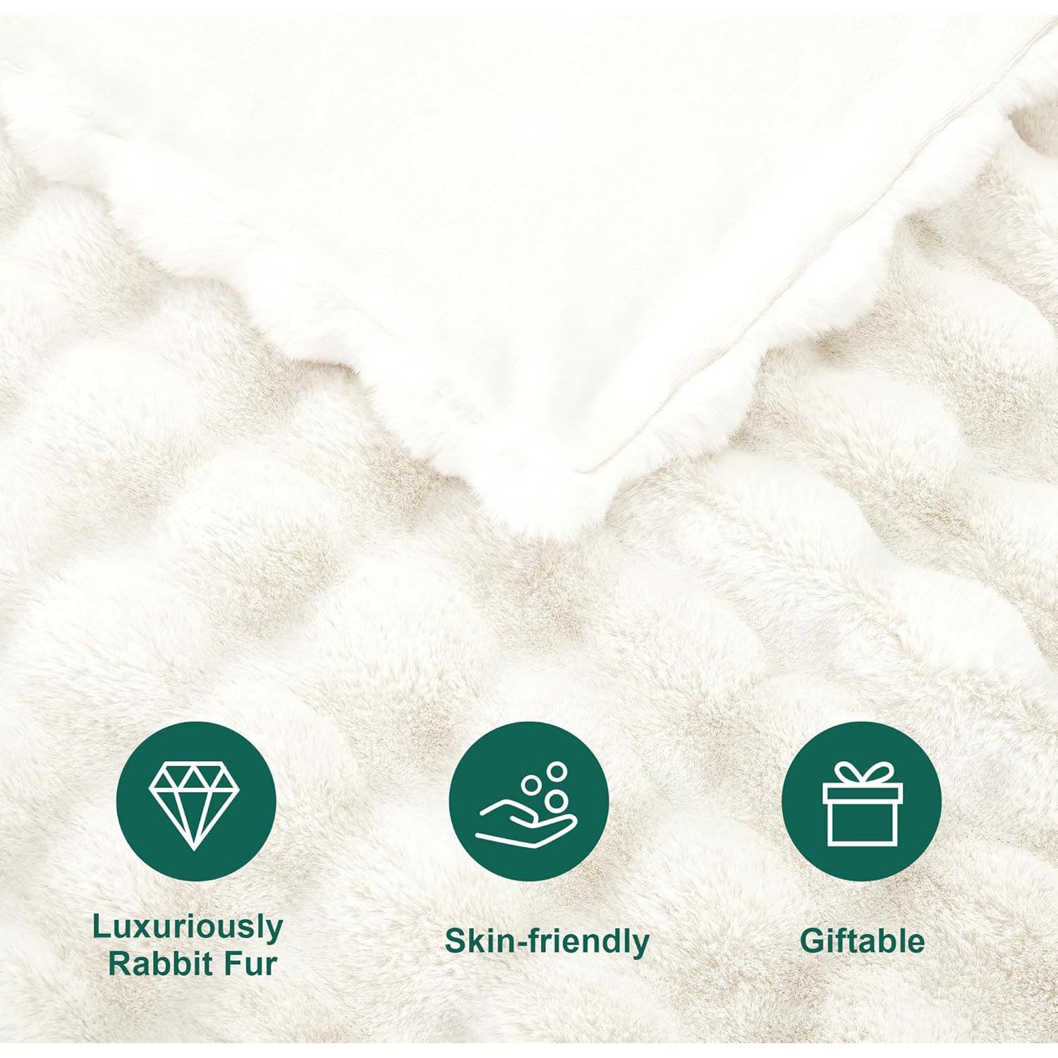 Manta Decorativa Suave DREAMNINE 127x152 cm Piel de Conejo Falsa