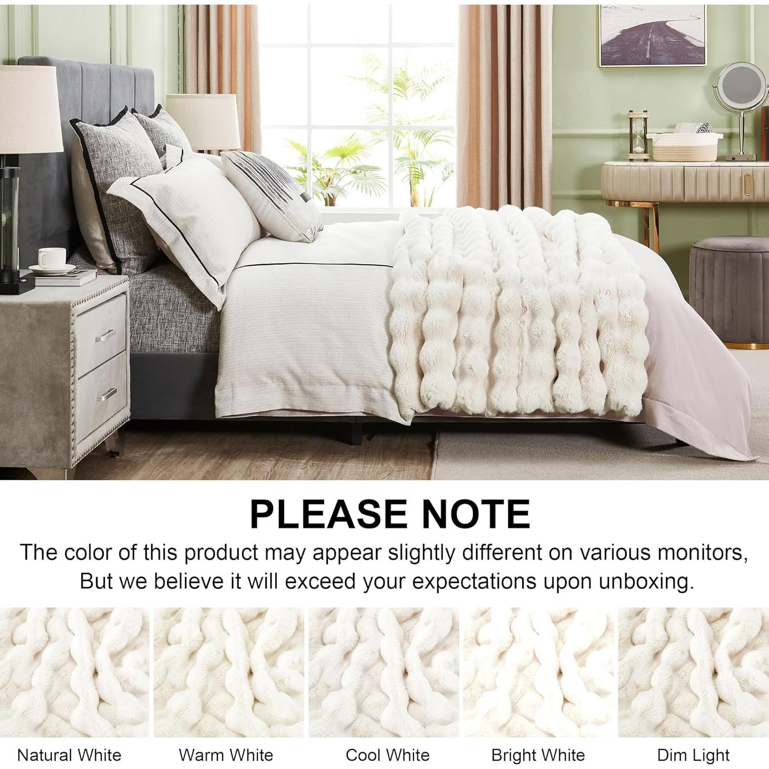 Manta Decorativa Suave DREAMNINE 127x152 cm Piel de Conejo Falsa