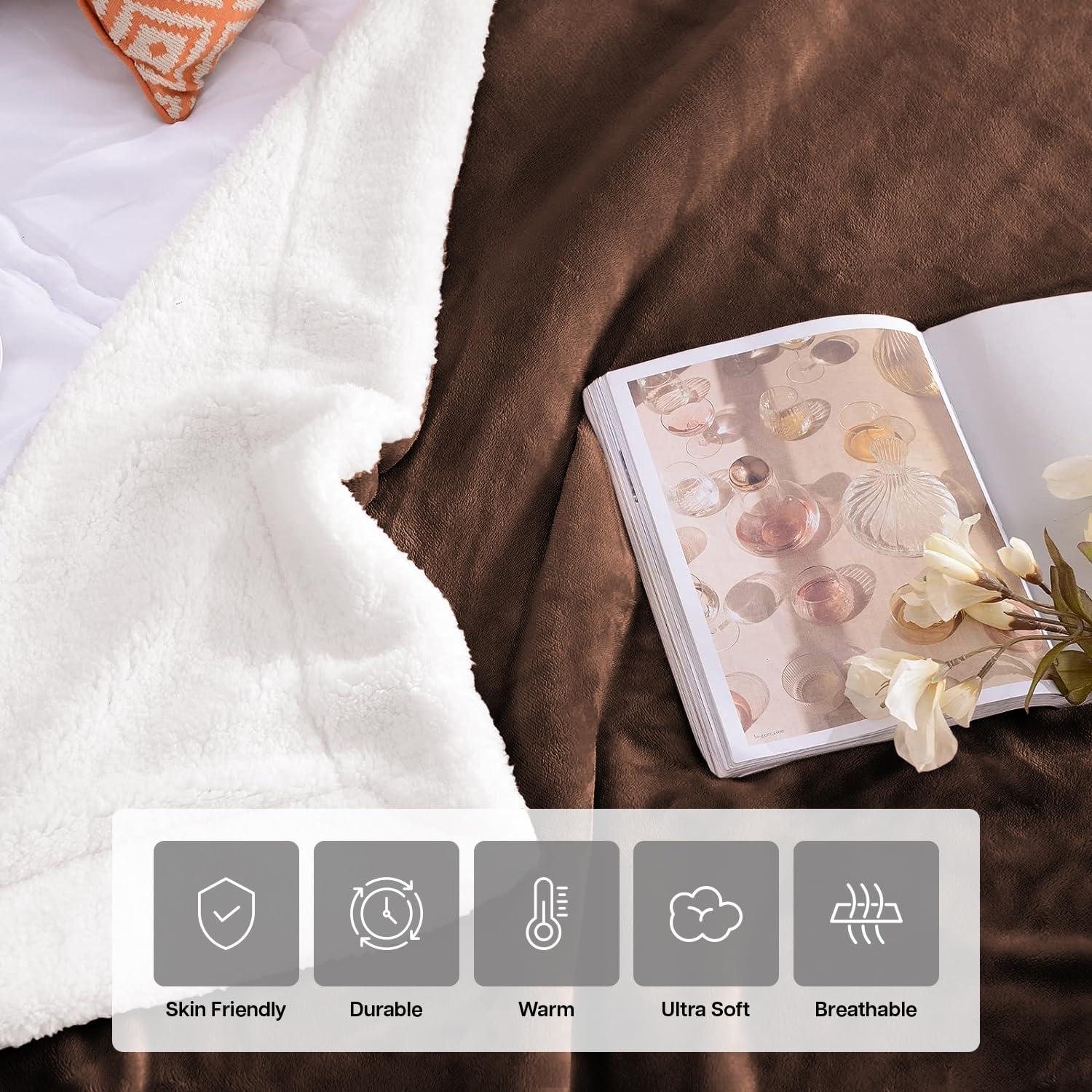 Manta de Sherpa IR Imperial Rooms 127x152 cm Café Reversible