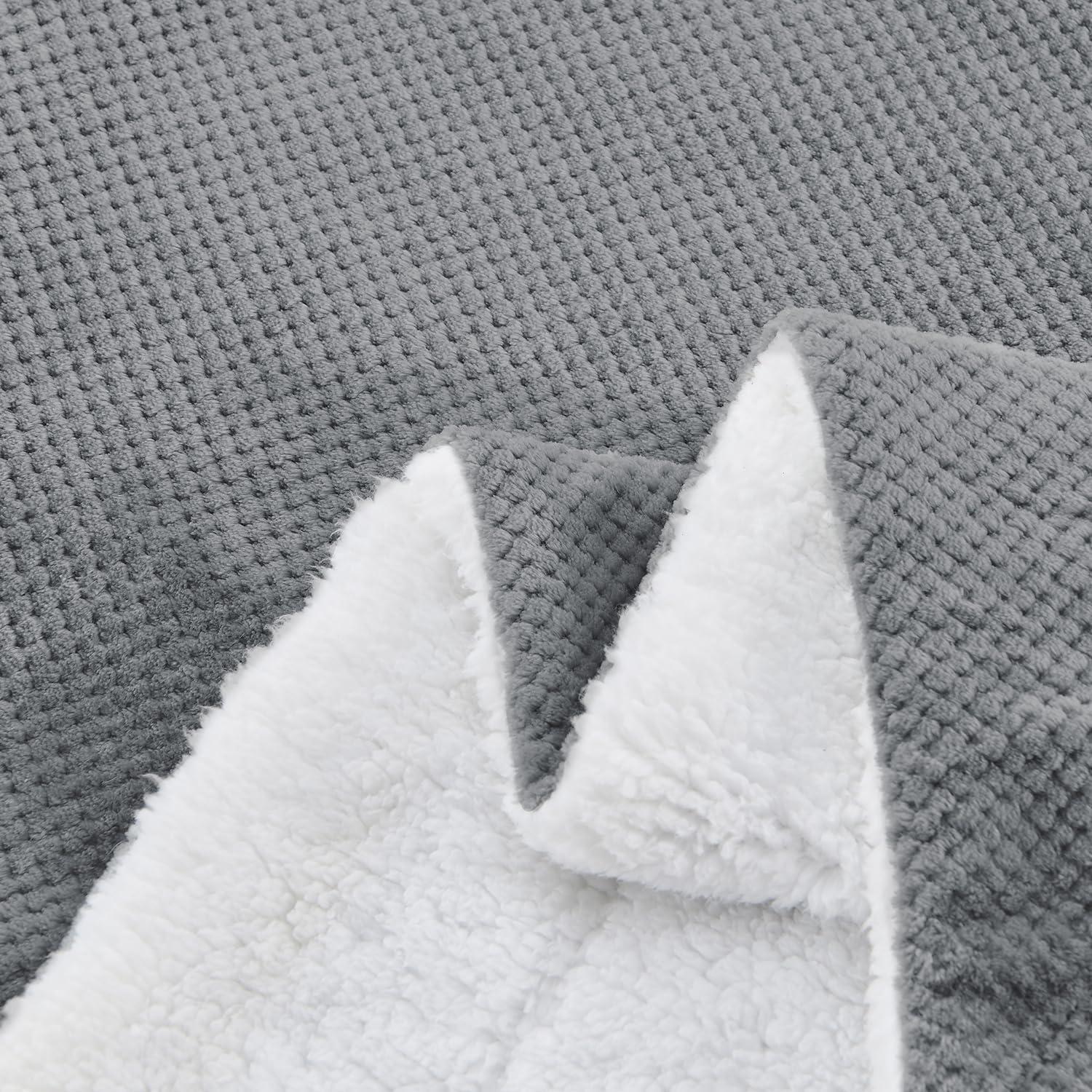 Manta de Sherpa SOCHOW 127x152 cm Gris Suave y Reversible