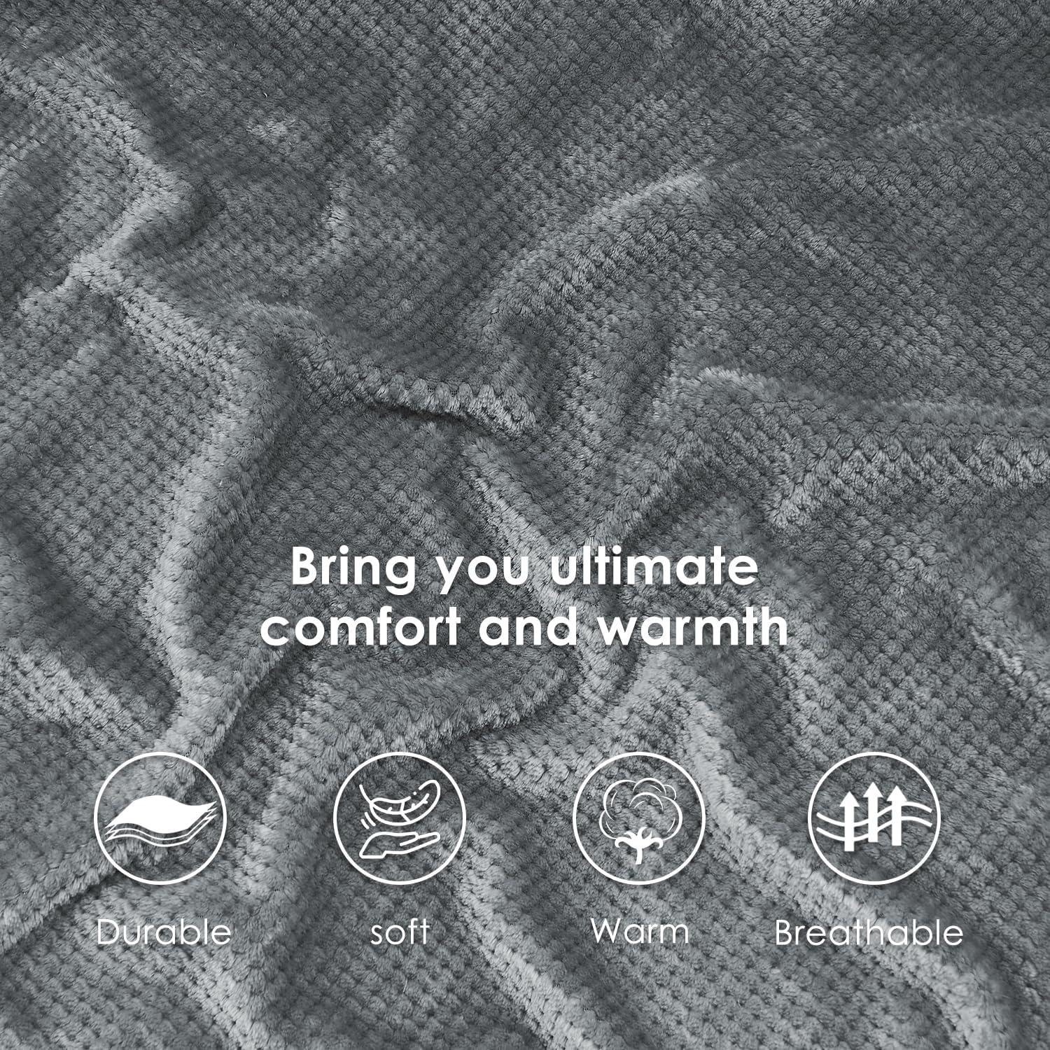Manta de Sherpa SOCHOW 127x152 cm Gris Suave y Reversible